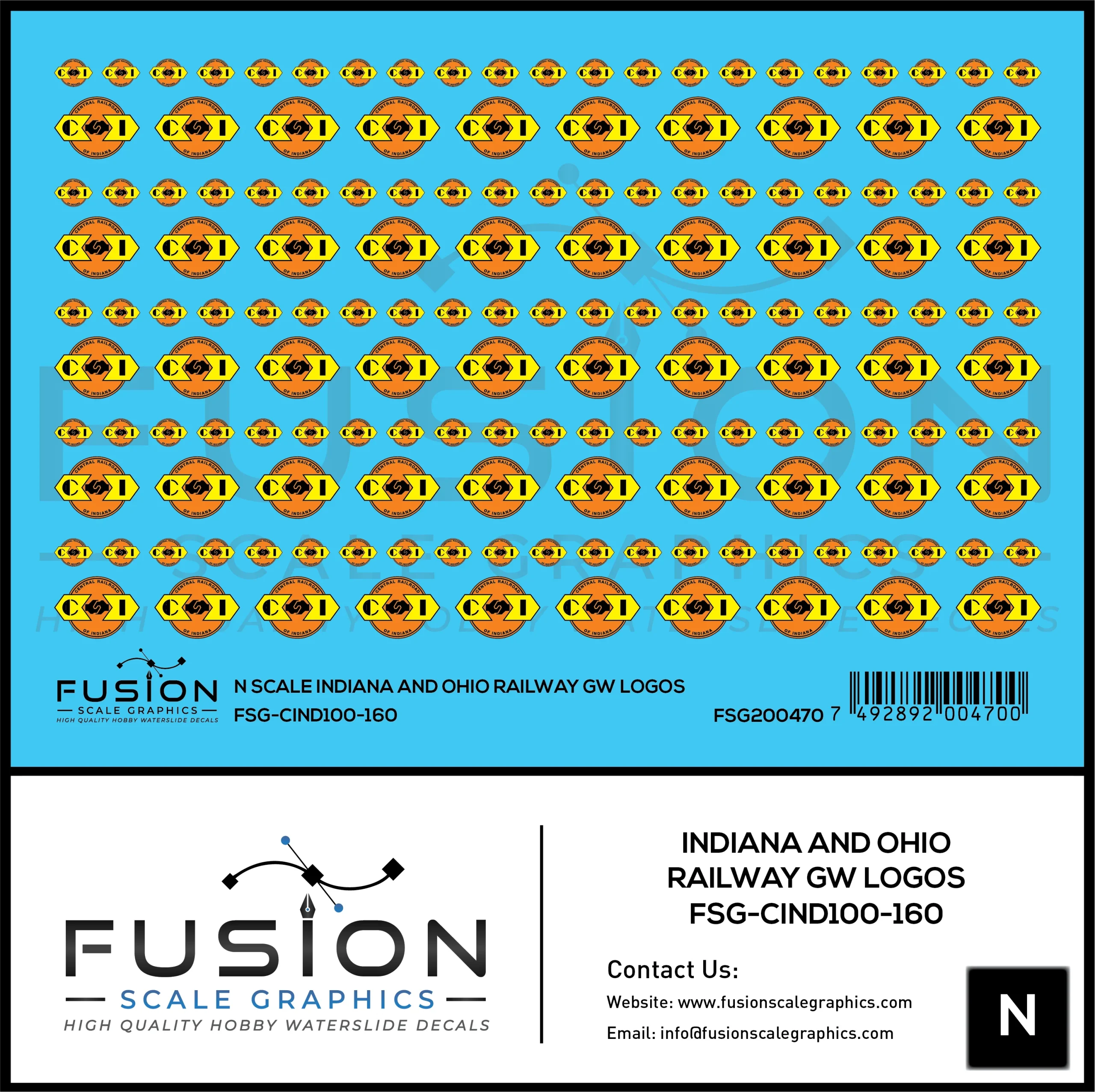 N Scale Central Railroad of Indiana GW Railroad Logos Decal Set - Fusion Scale Graphics