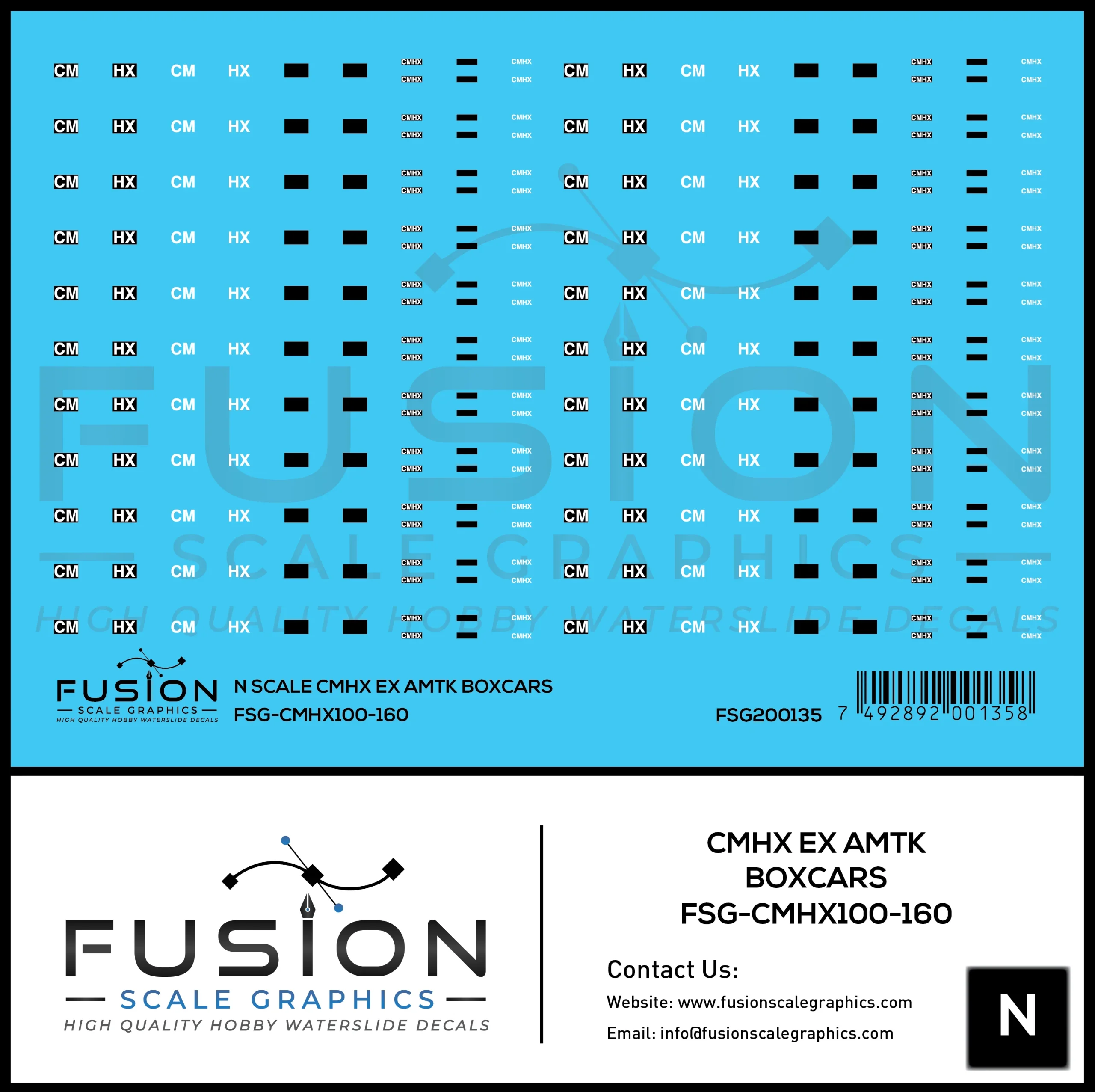 N Scale CMHX Ex AMTK Boxcars Decal Set - Fusion Scale Graphics