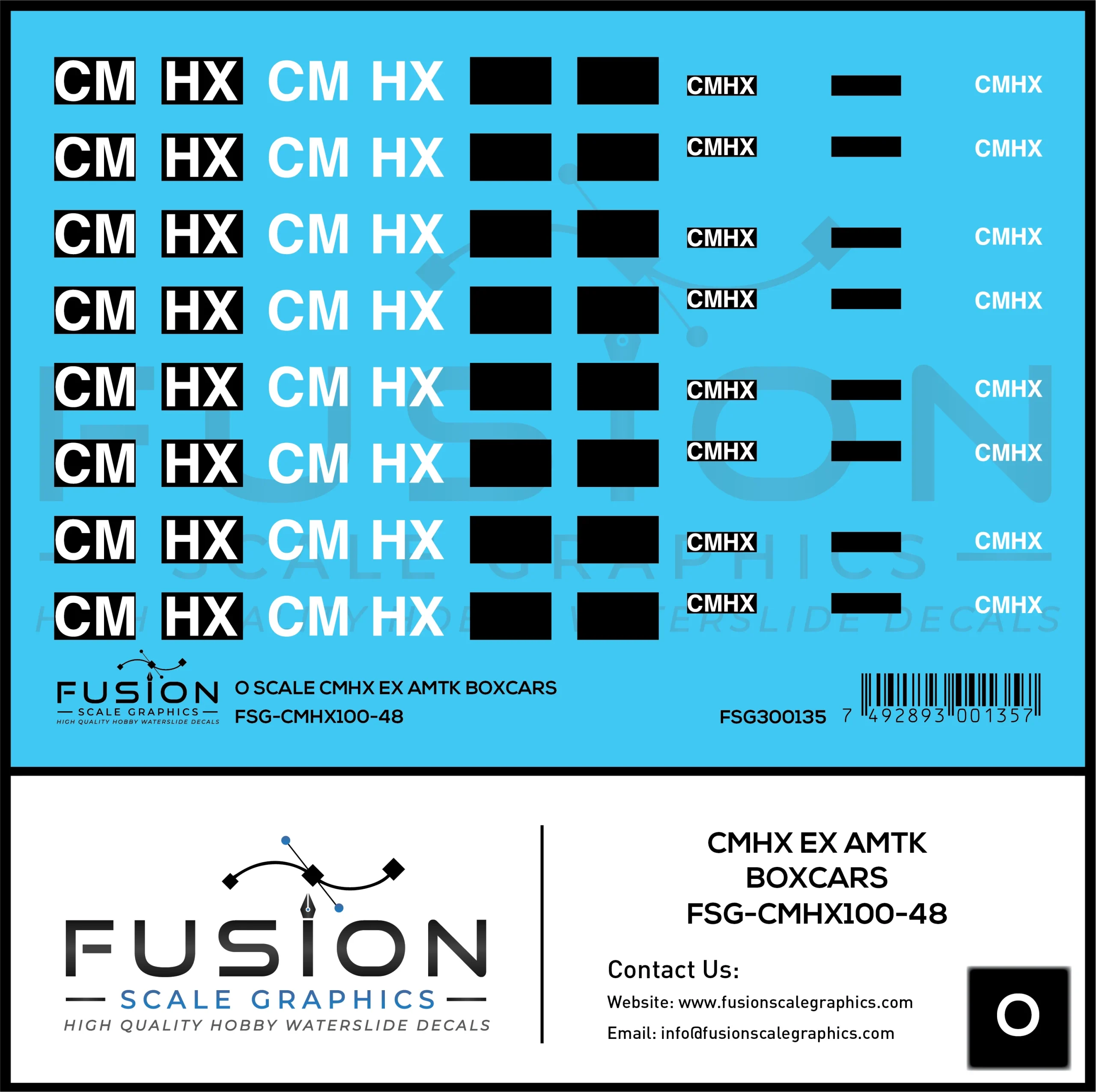 O Scale CMHX Ex Amtrak Boxcars Decal Set - Fusion Scale Graphics