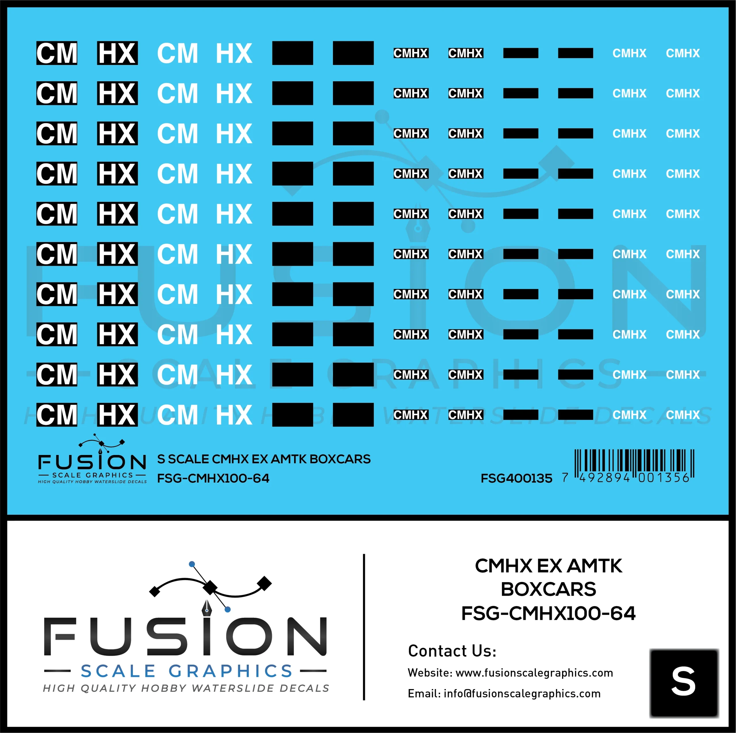 S Scale CMHX Ex Amtrak Boxcars Decal Set - Fusion Scale Graphics