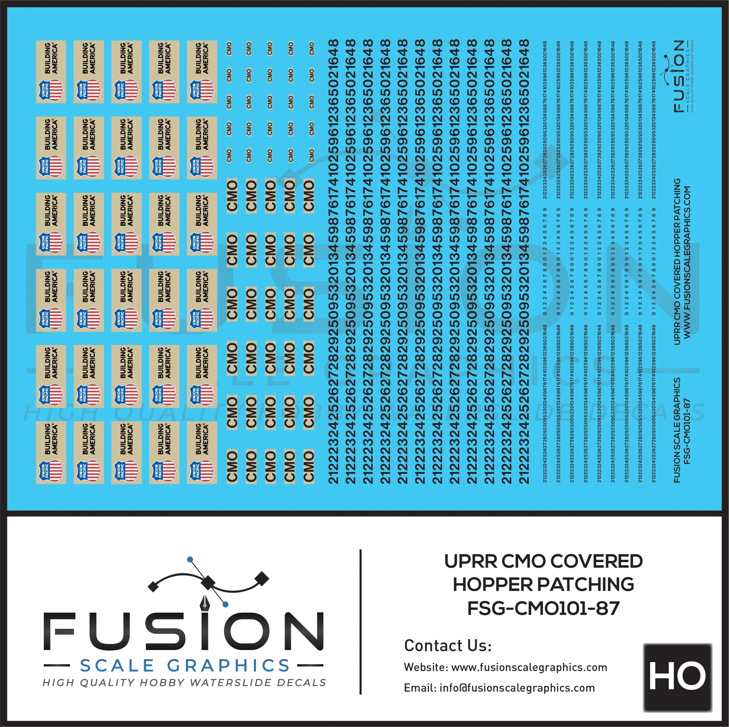 HO Scale Union Pacific CMO Covered Hopper Patching Decal Set - Fusion Scale Graphics