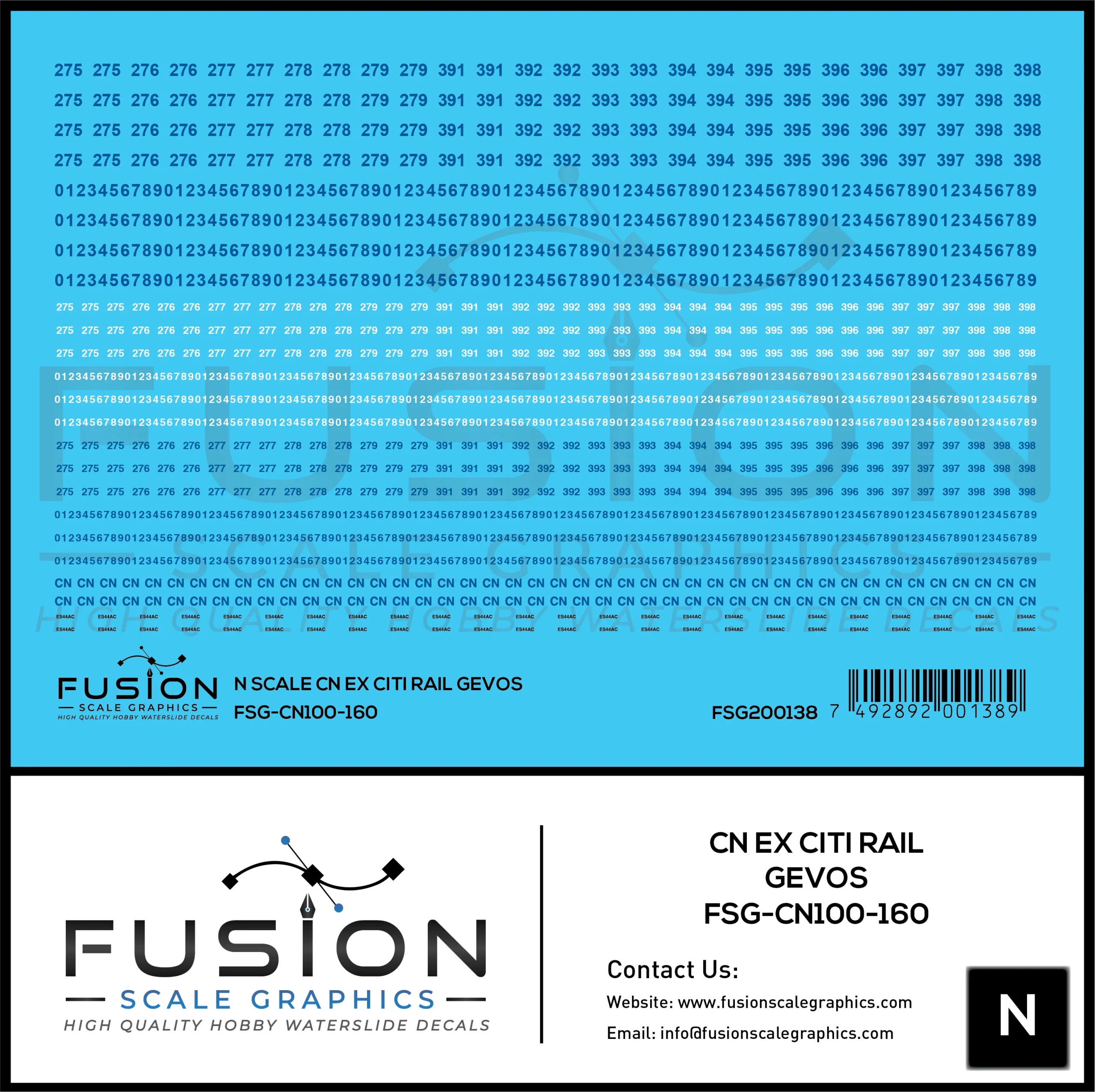N Scale CN Ex Citi Rail Gevos Locomotive Decal Set - Fusion Scale Graphics