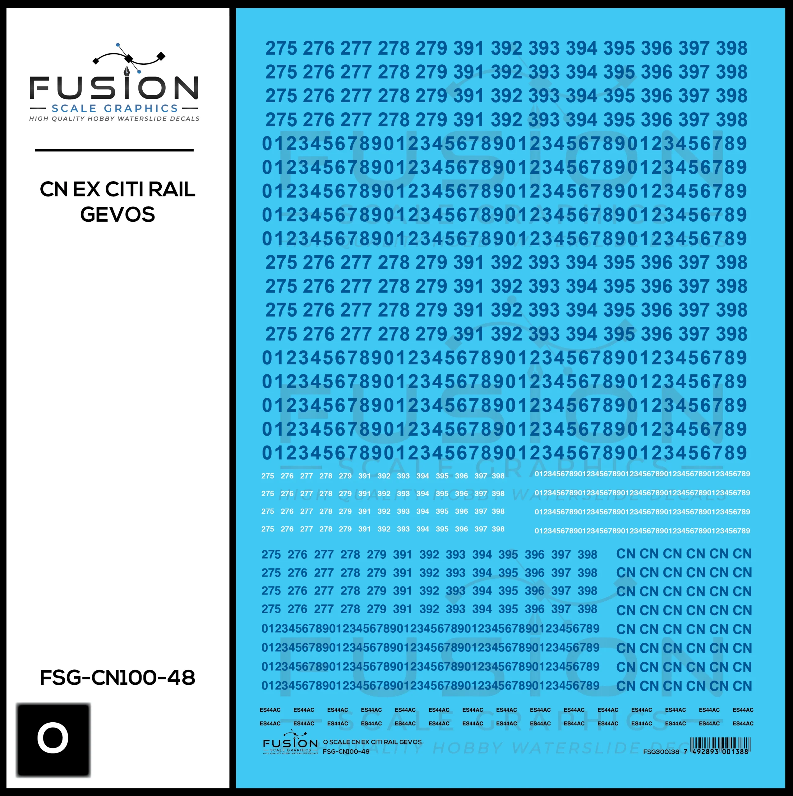 O Scale CN Ex Citi Rail Gevos Locomotive Decal Set - Fusion Scale Graphics