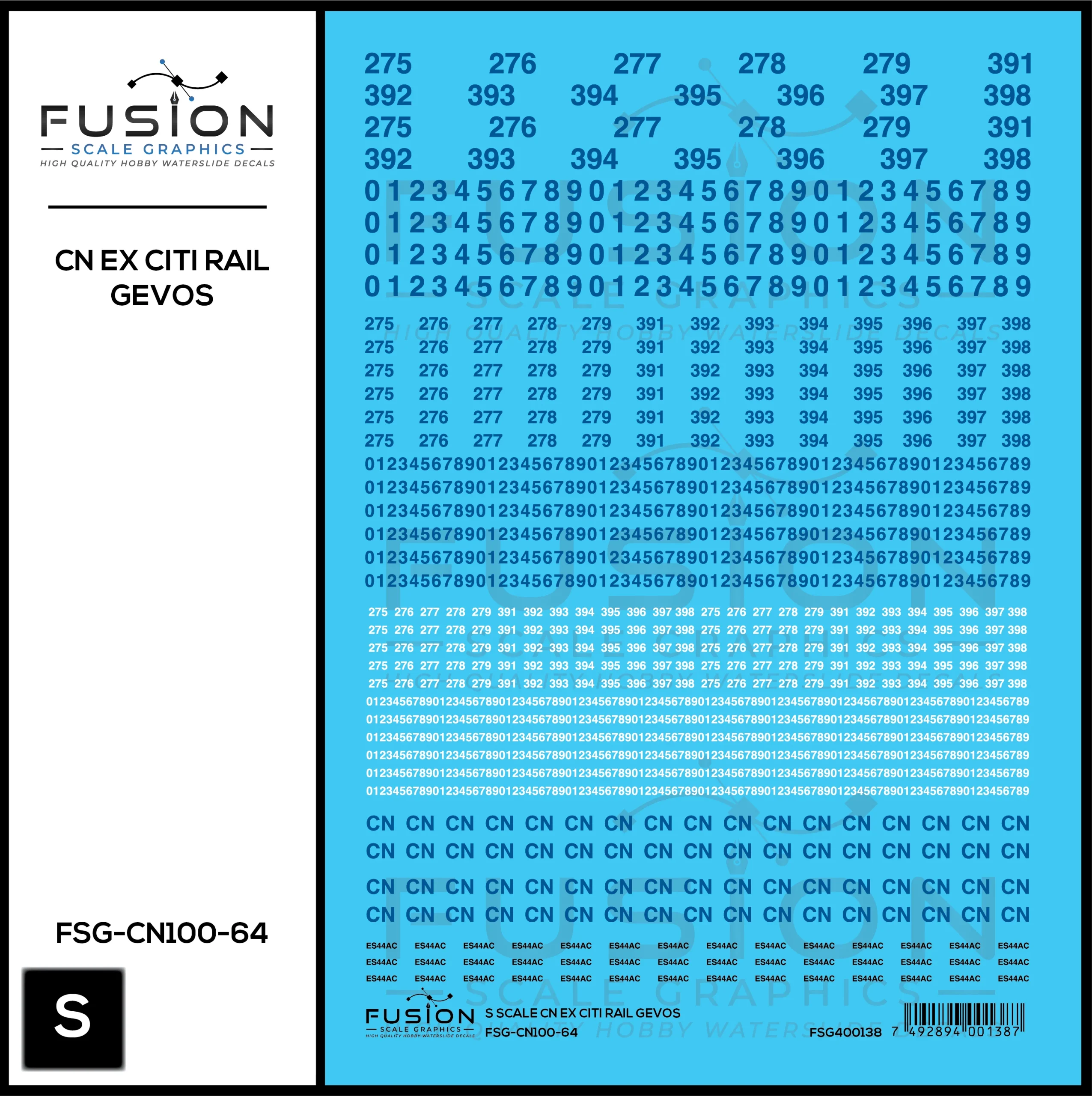 S Scale Canadian National Ex Citi Rail GEVOs Decal Set - Fusion Scale Graphics
