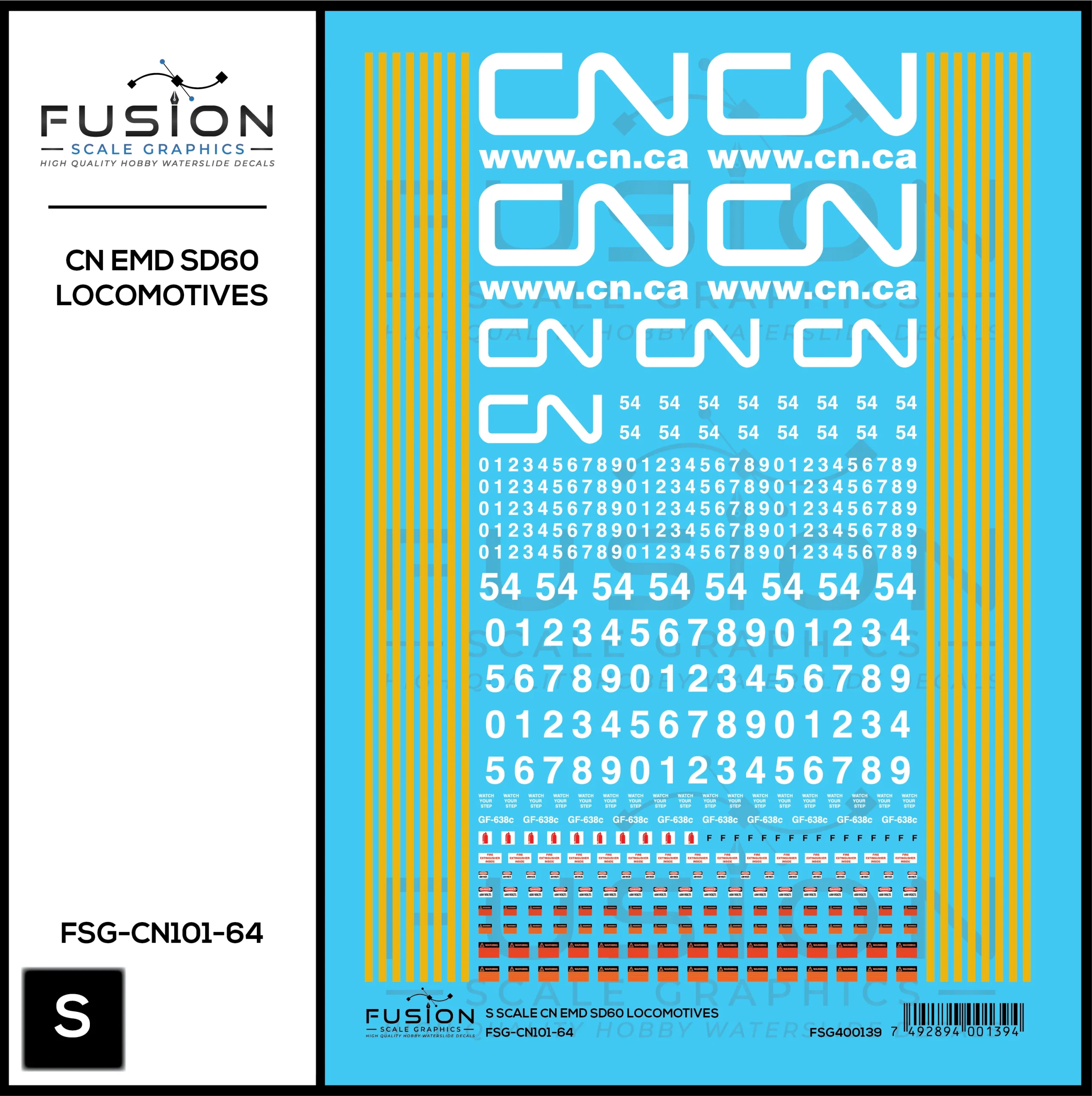 S Scale Canadian National EMD SD60 Locomotives Decal Set - Fusion Scale Graphics