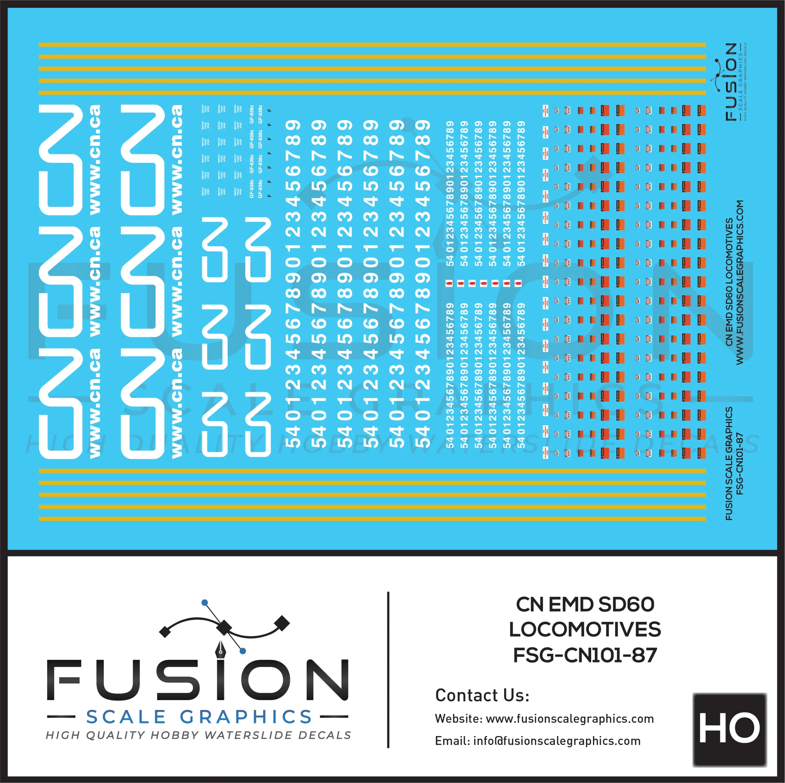 HO Scale Canadian National CN EMD SD60 Locomotives Decal Set - Fusion Scale Graphics