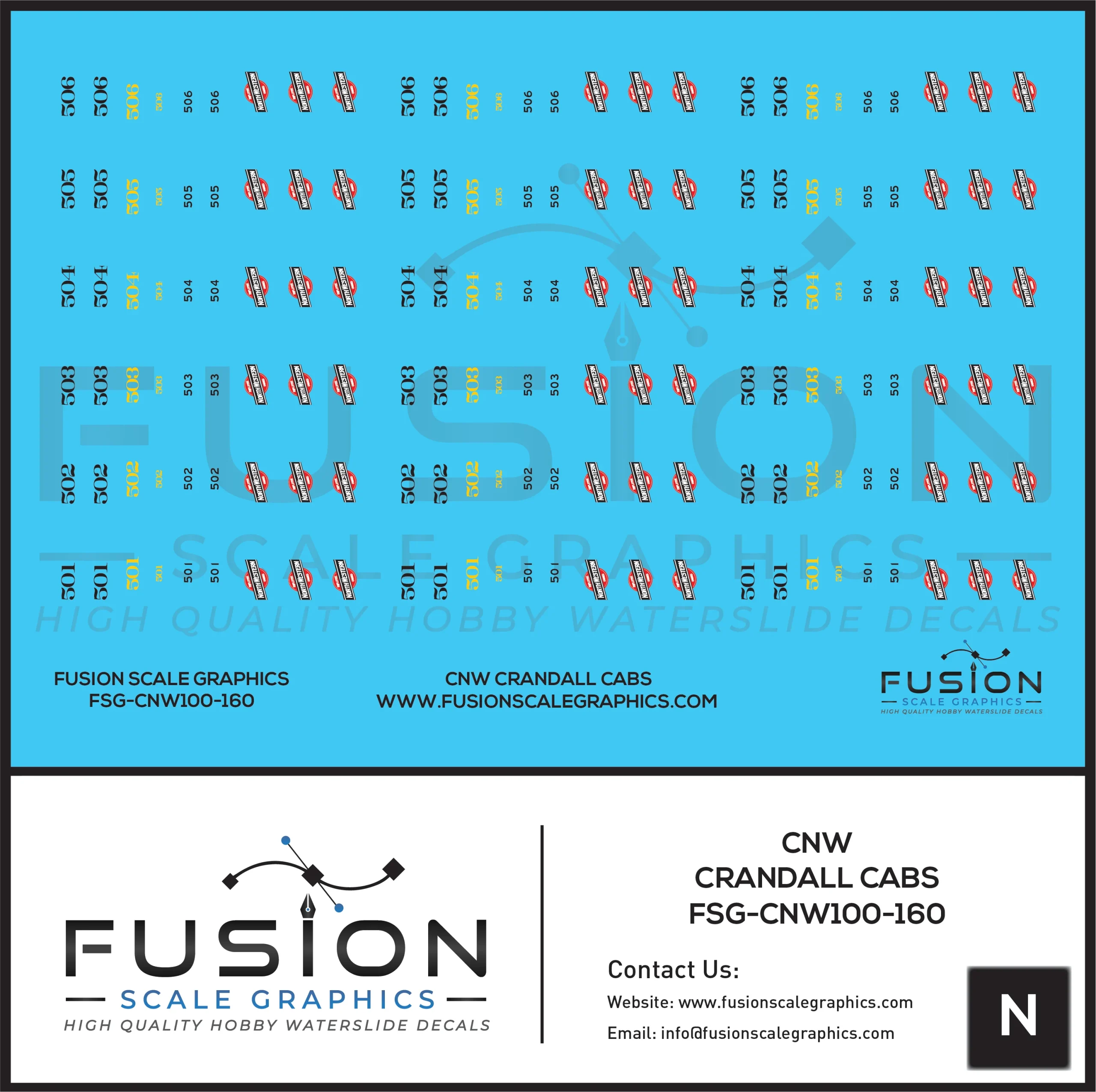 N Scale CNW Crandall Cabs Decal Set - Fusion Scale Graphics