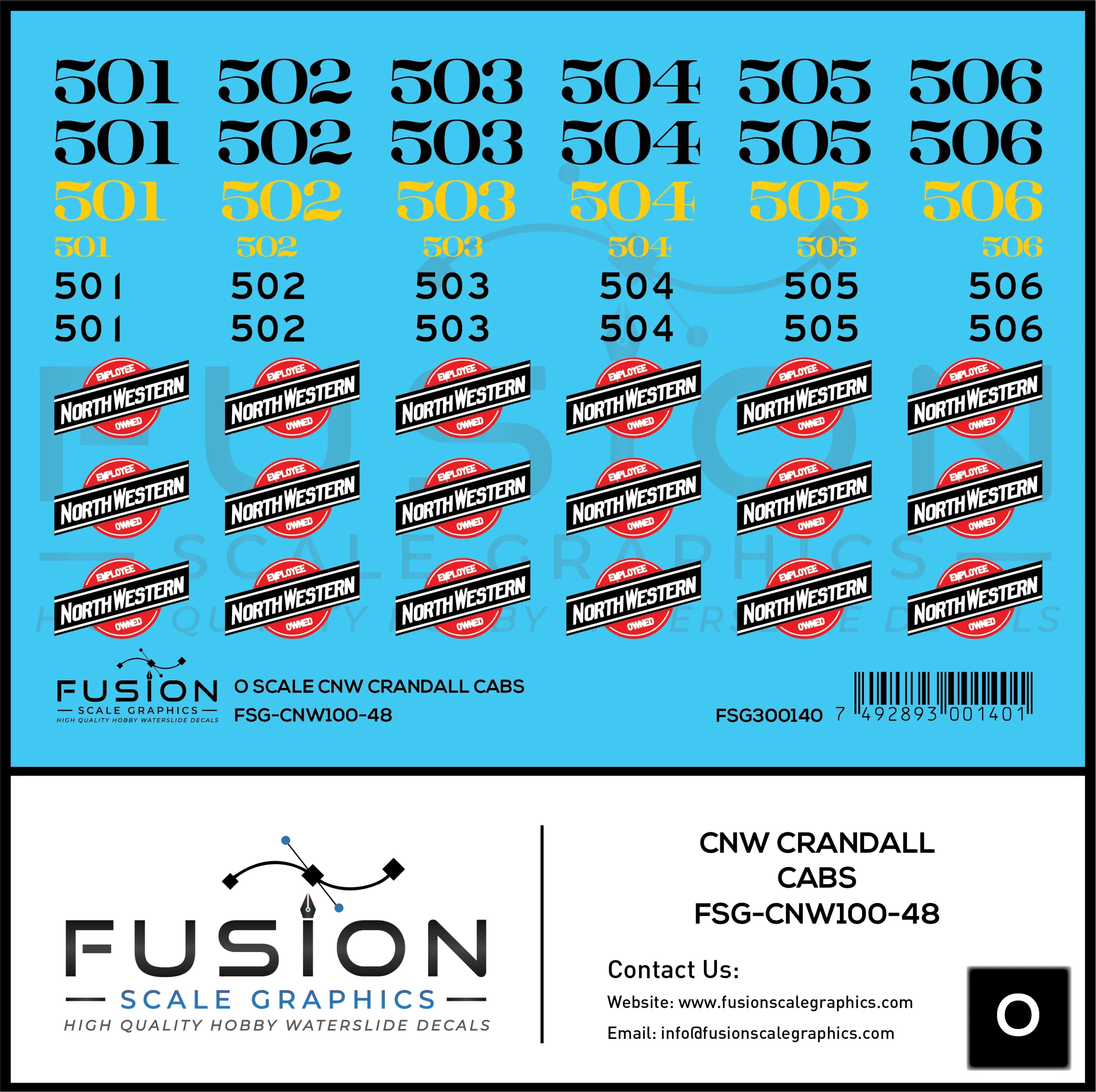 O Scale CNW Crandall Cabs Decal Set - Fusion Scale Graphics