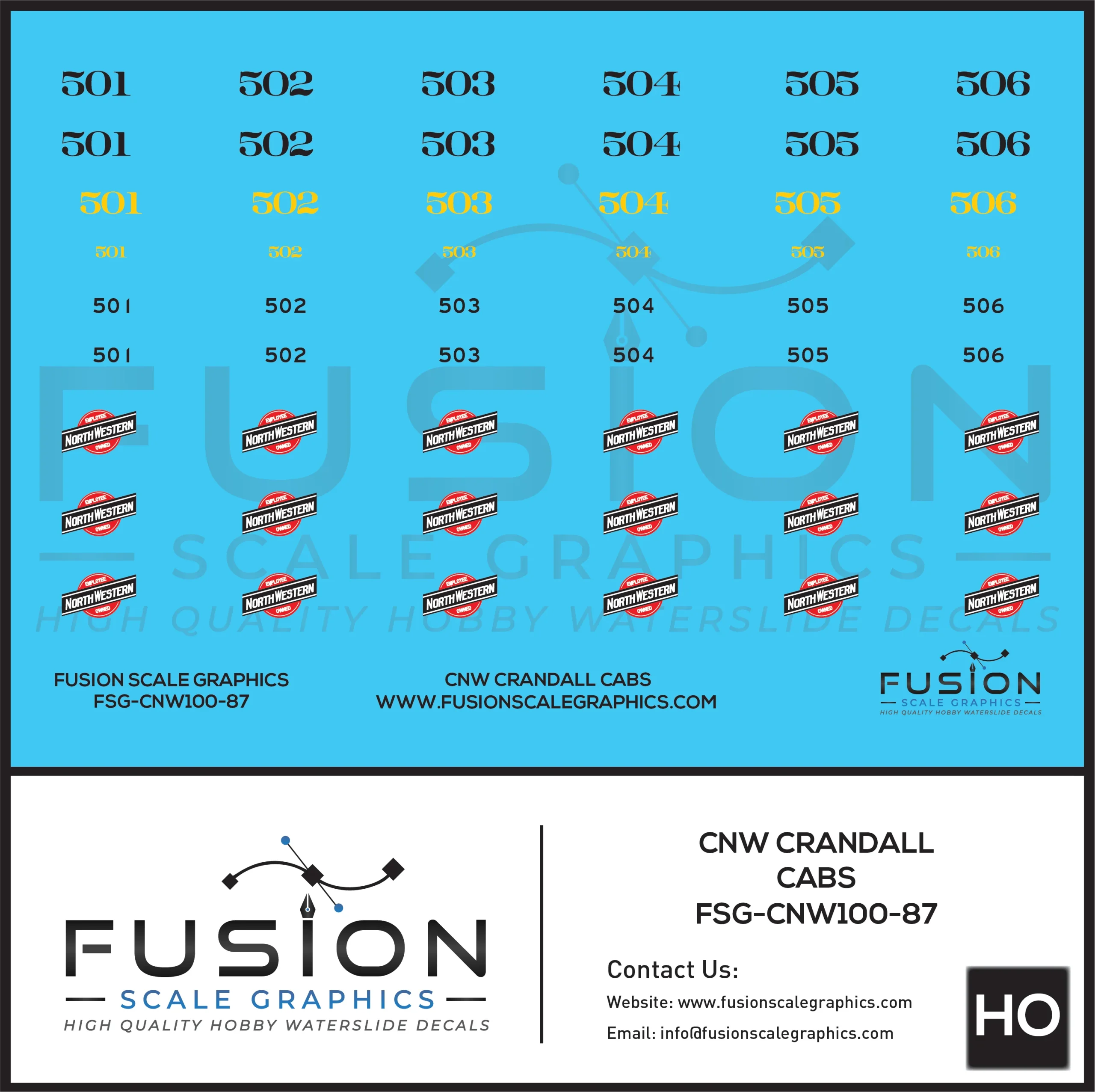HO Scale CNW Crandall Cabs Decal Set - Fusion Scale Graphics