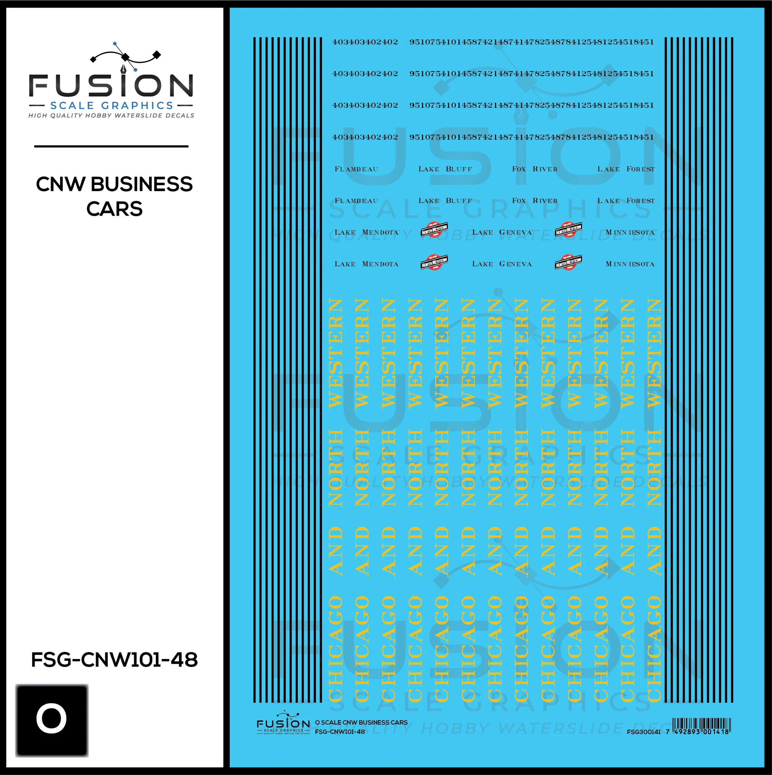 O Scale CNW Chicago & North Western Business Cars Decal Set - Fusion Scale Graphics