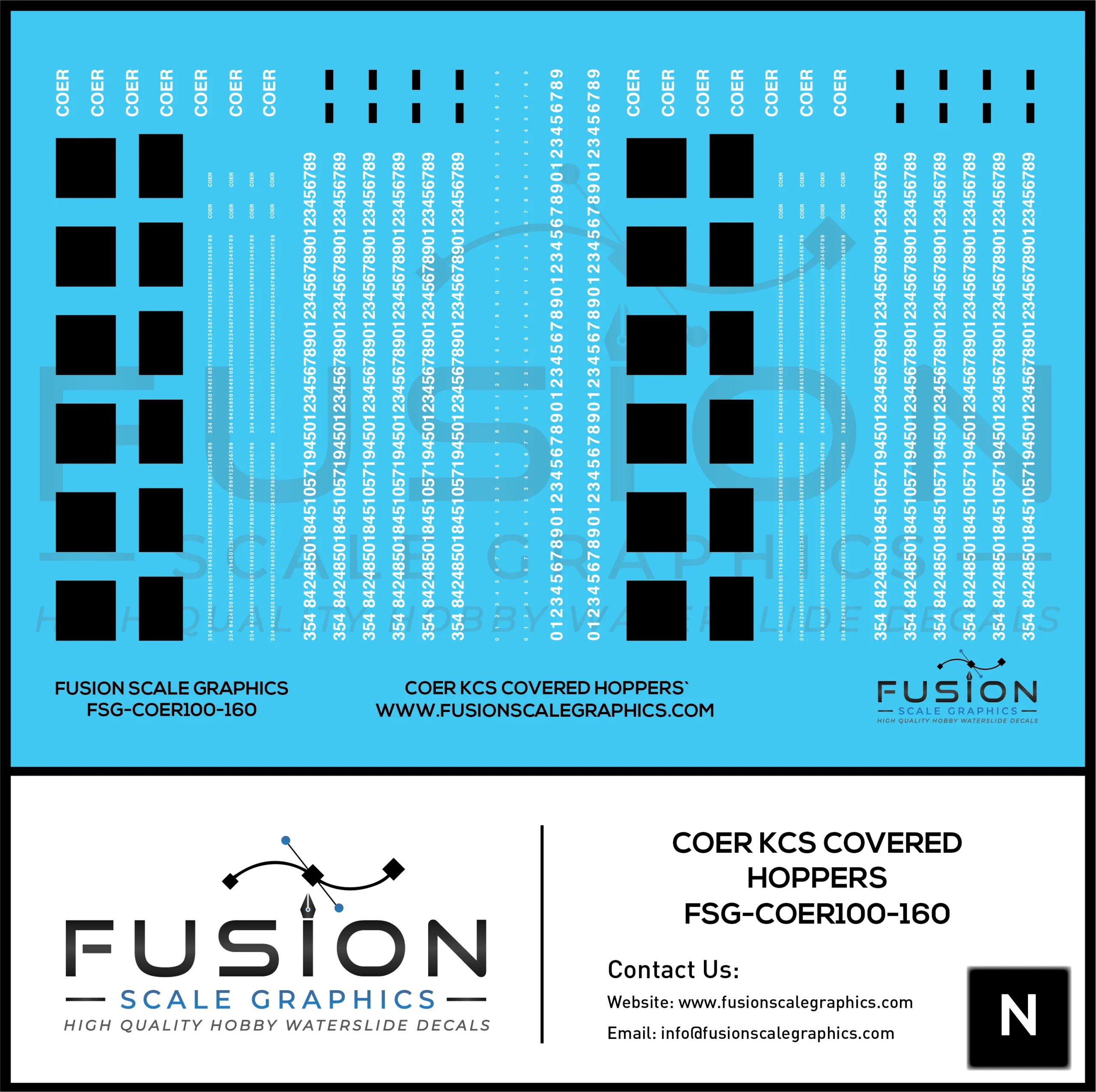 N Scale COER ex KCS Covered Hoppers Decal Set - Fusion Scale Graphics