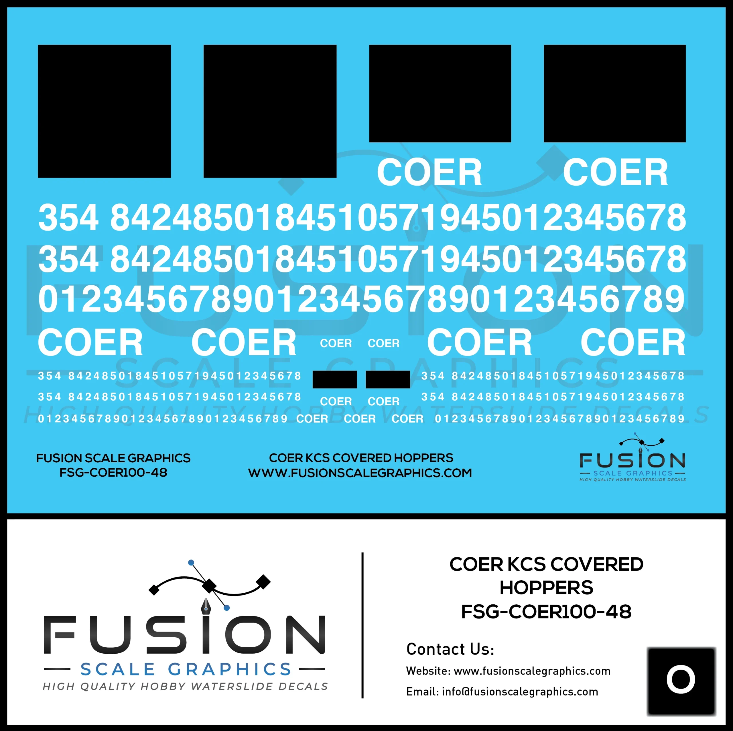 O Scale COER Covered Hoppers Patching Decal Set - Fusion Scale Graphics