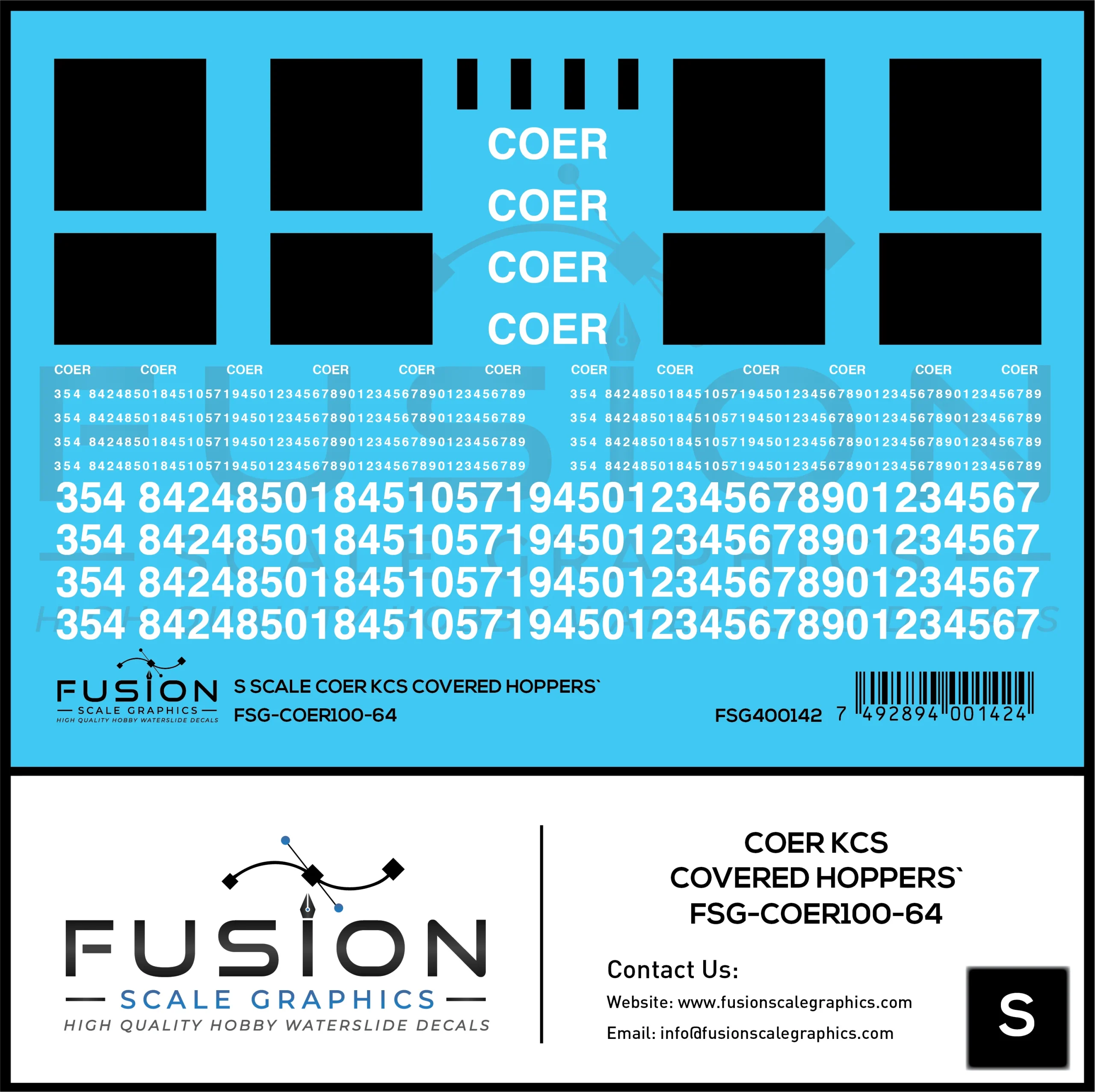 S Scale COER Covered Hoppers Patching Decal Set - Fusion Scale Graphics