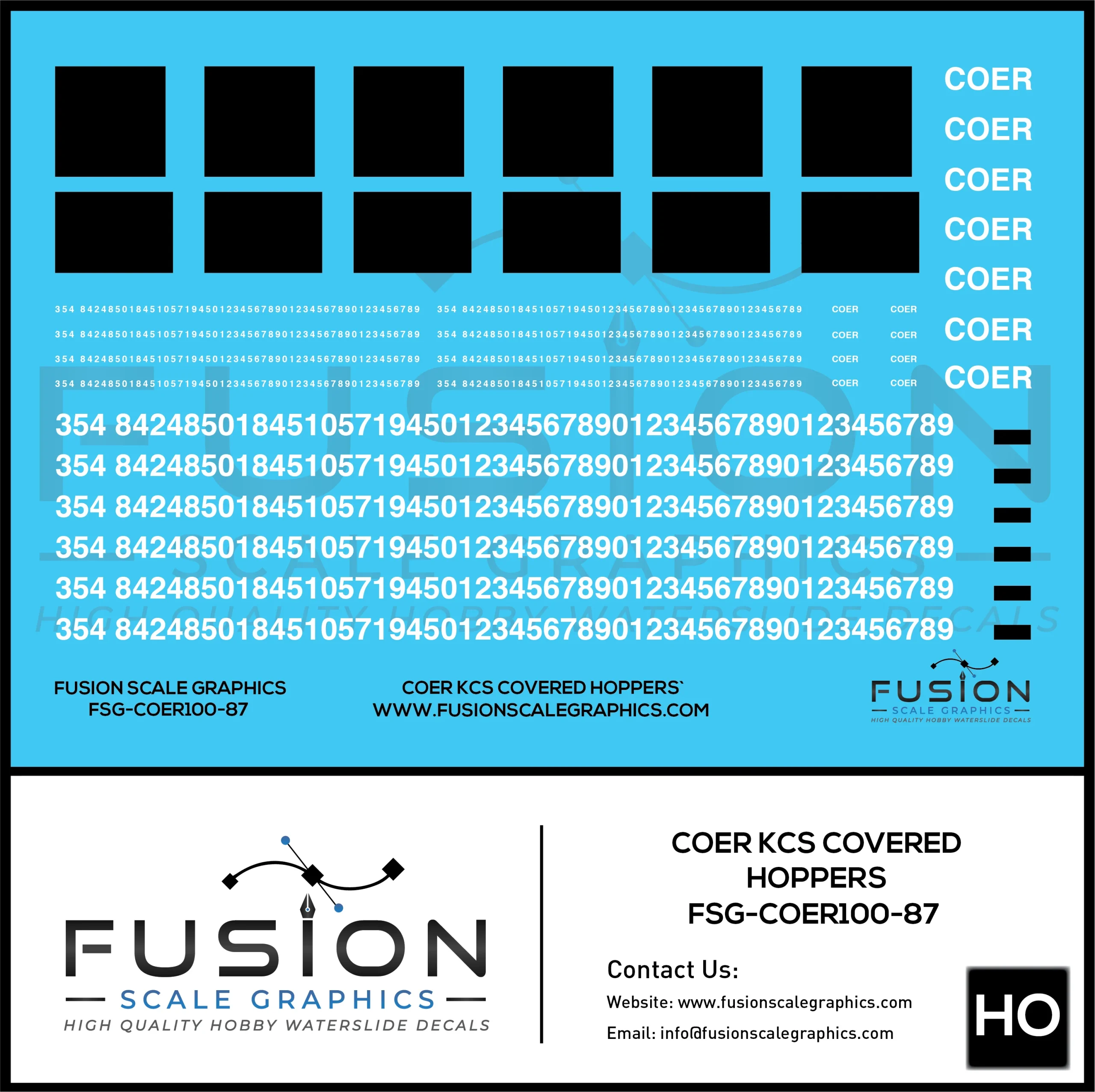 HO Scale COER Covered Hoppers Patching Decal Set - Fusion Scale Graphics