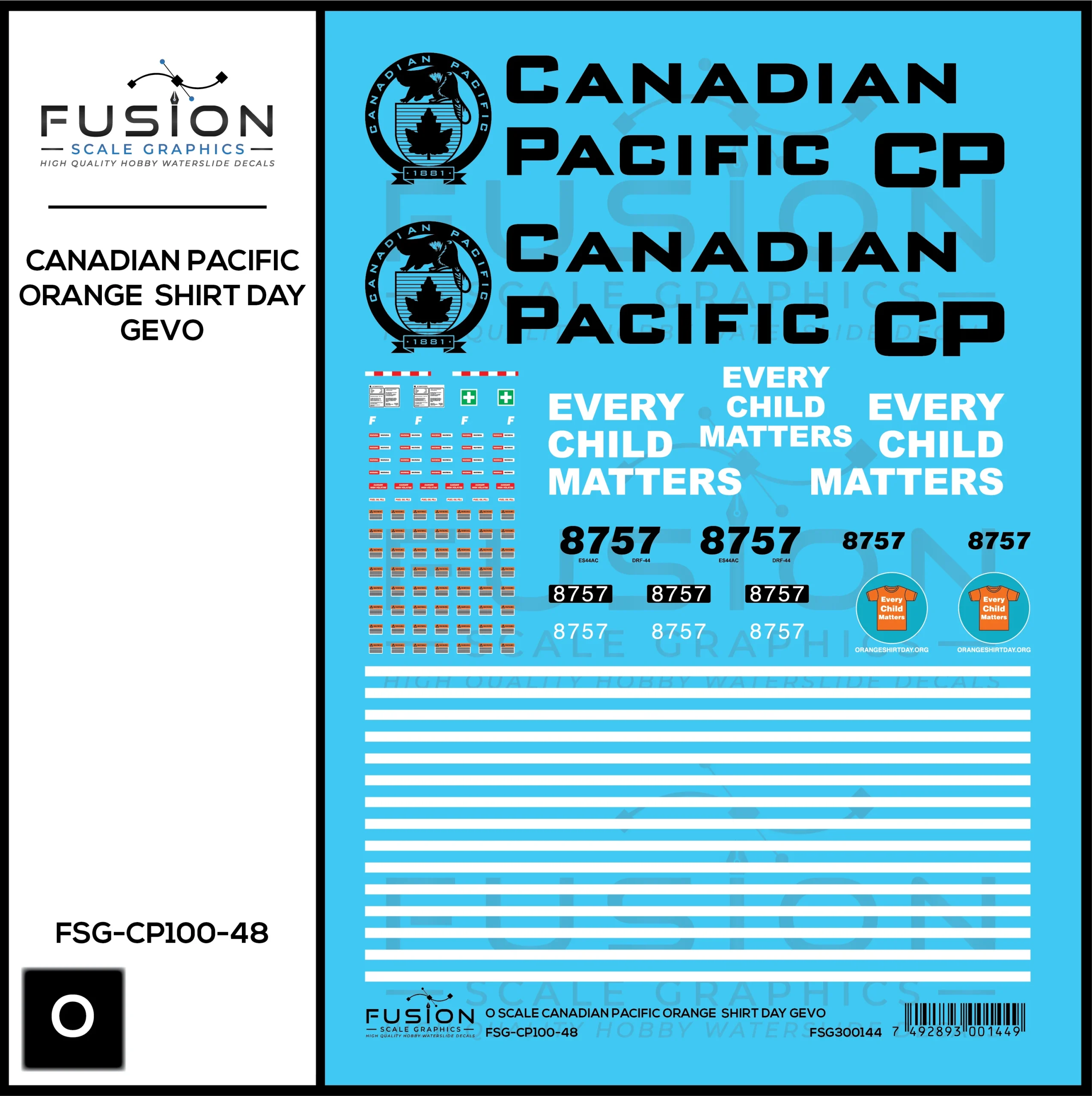 O Scale Canadian Pacific Every Child Matters GEVO Decal Set - Fusion Scale Graphics