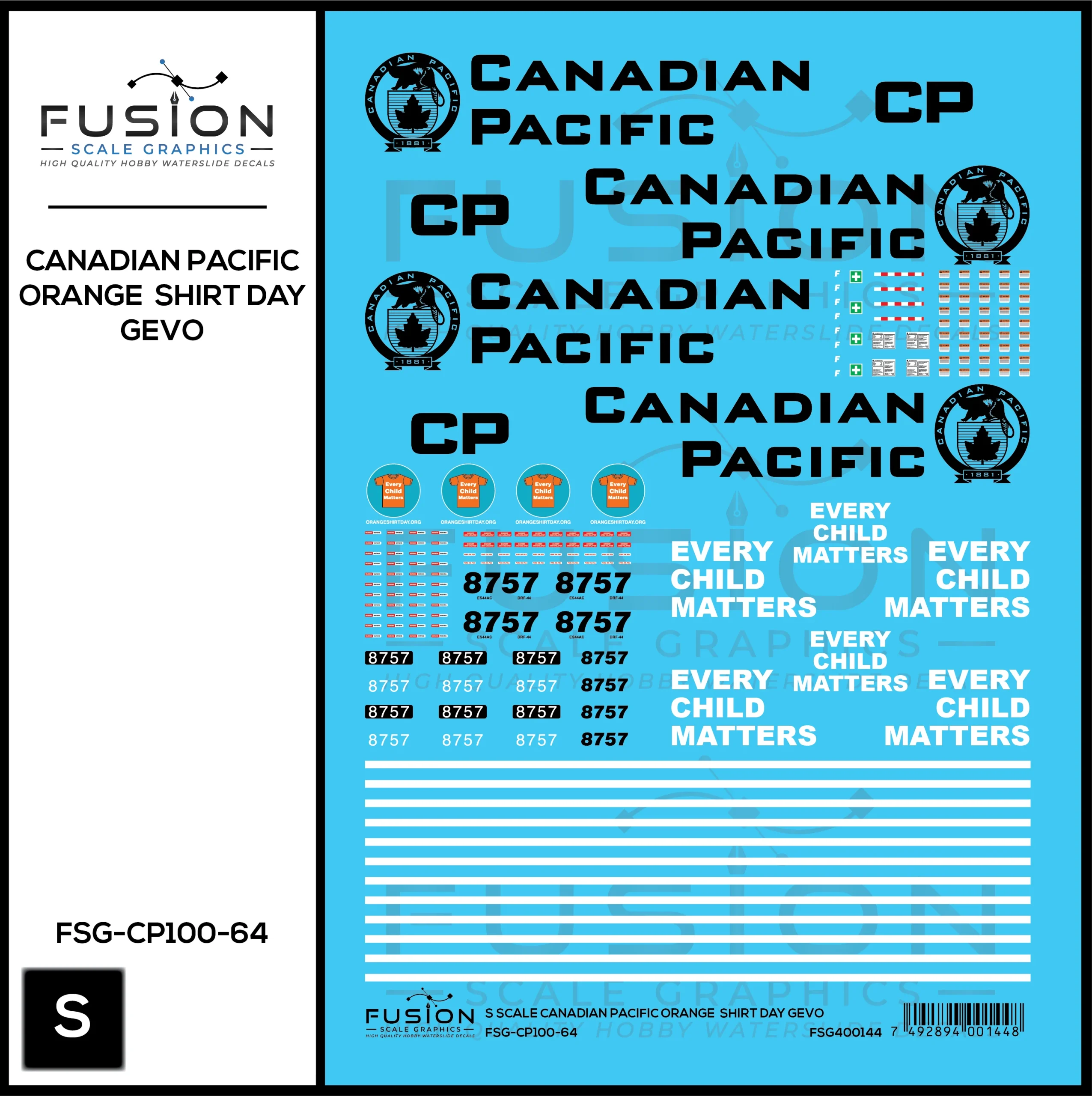 S Scale Canadian Pacific Every Child Matters GEVO Decal Set - Fusion Scale Graphics