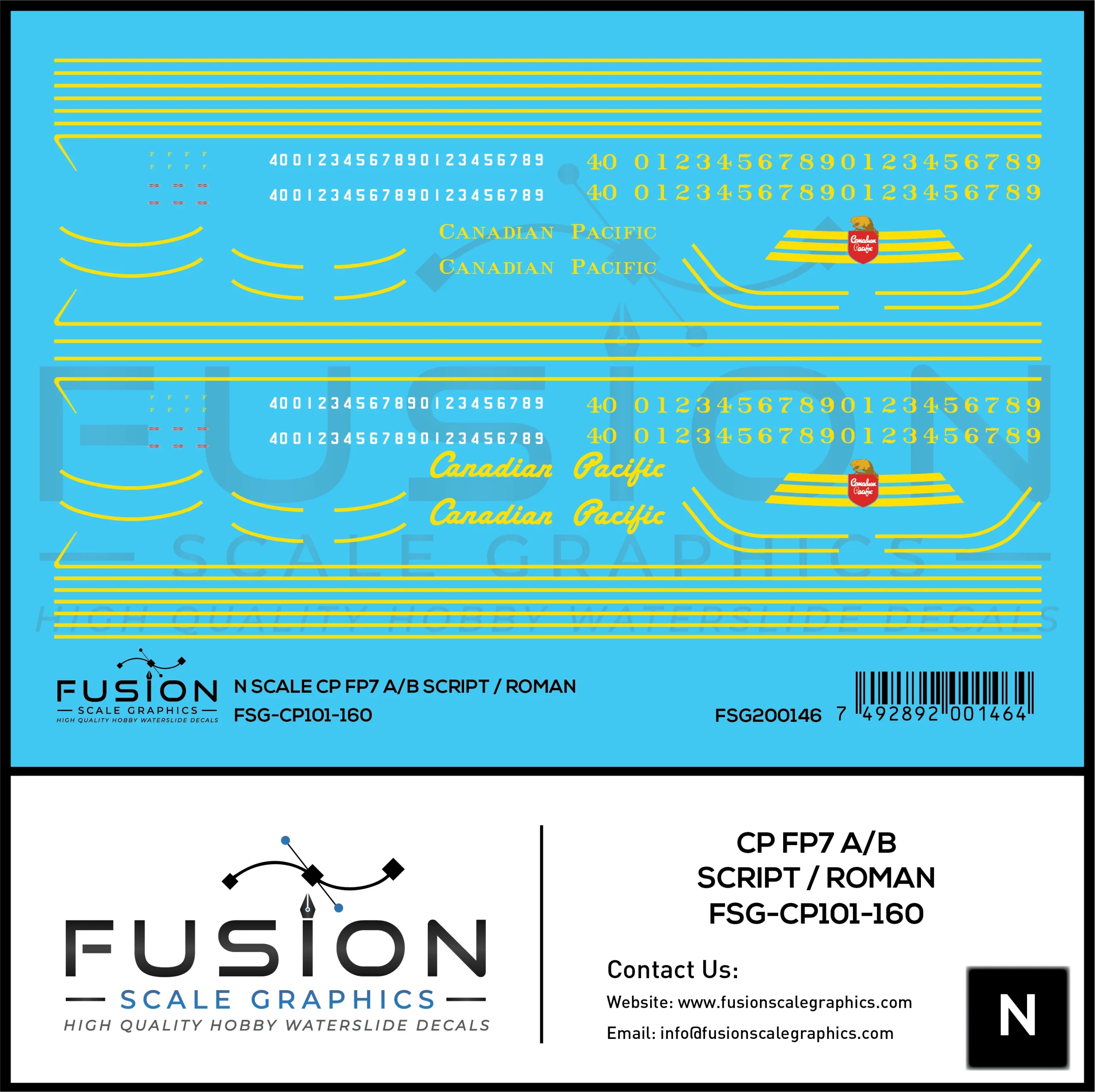 N Scale Canadian Pacific EMD FP7 A/B Locomotives Decal Set - Fusion Scale Graphics