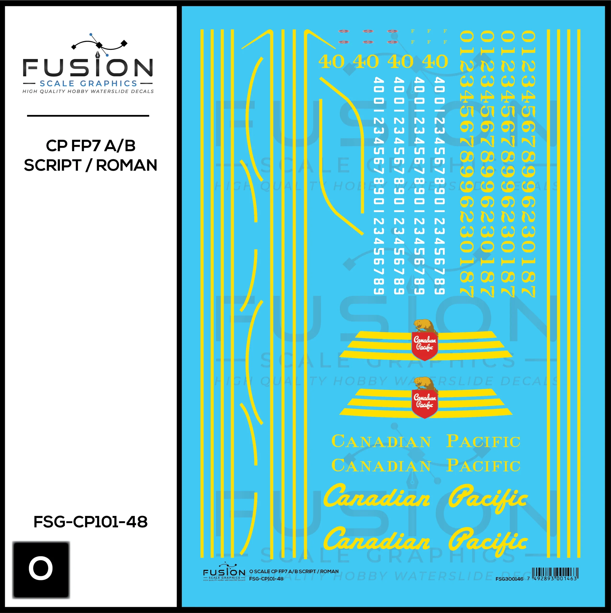 O Scale Canadian Pacific EMD FP7 A/B Locomotives Decal Set - Fusion Scale Graphics