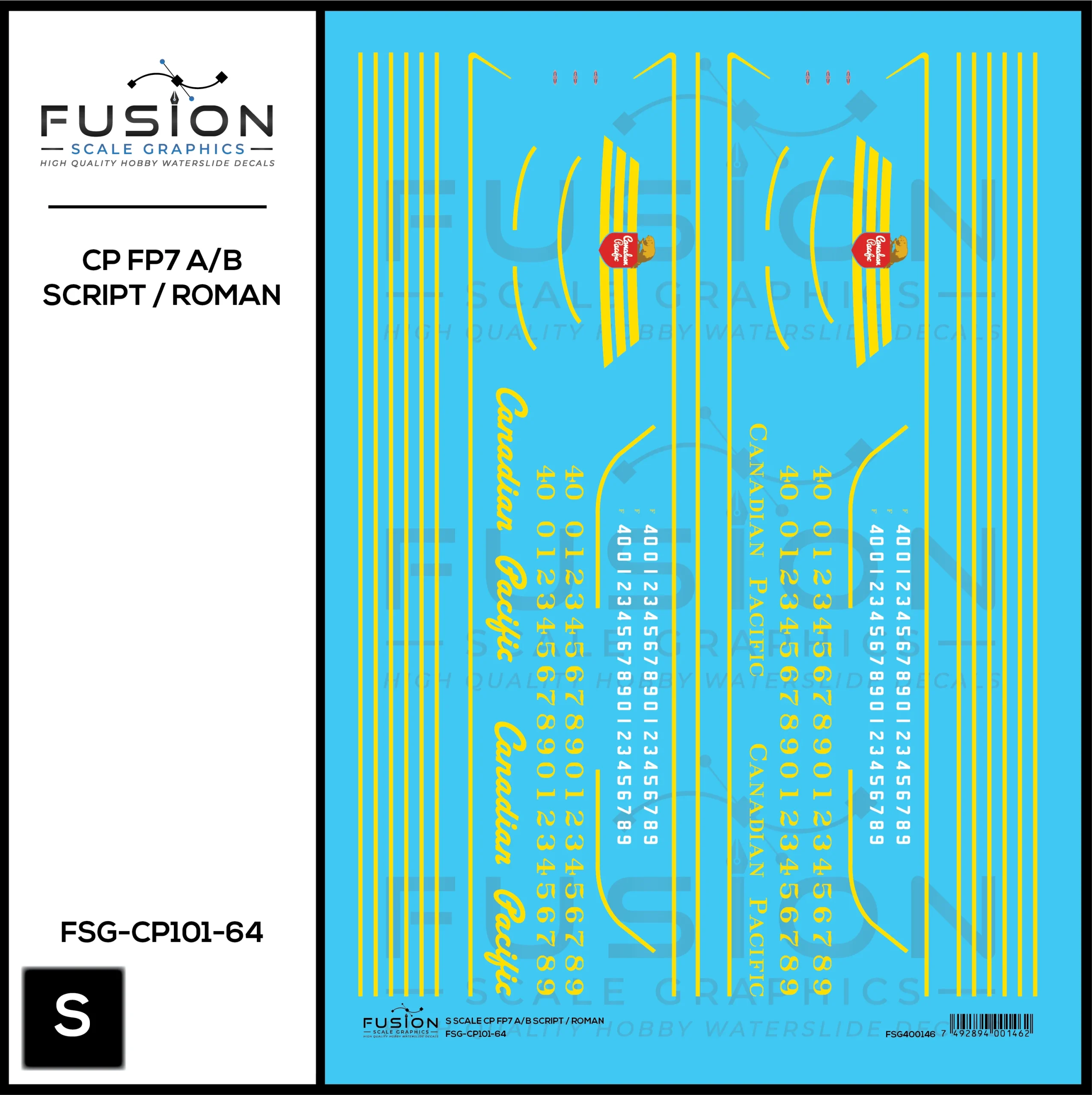 S Scale Canadian Pacific EMD FP7 A/B Locomotives Decal Set - Fusion Scale Graphics