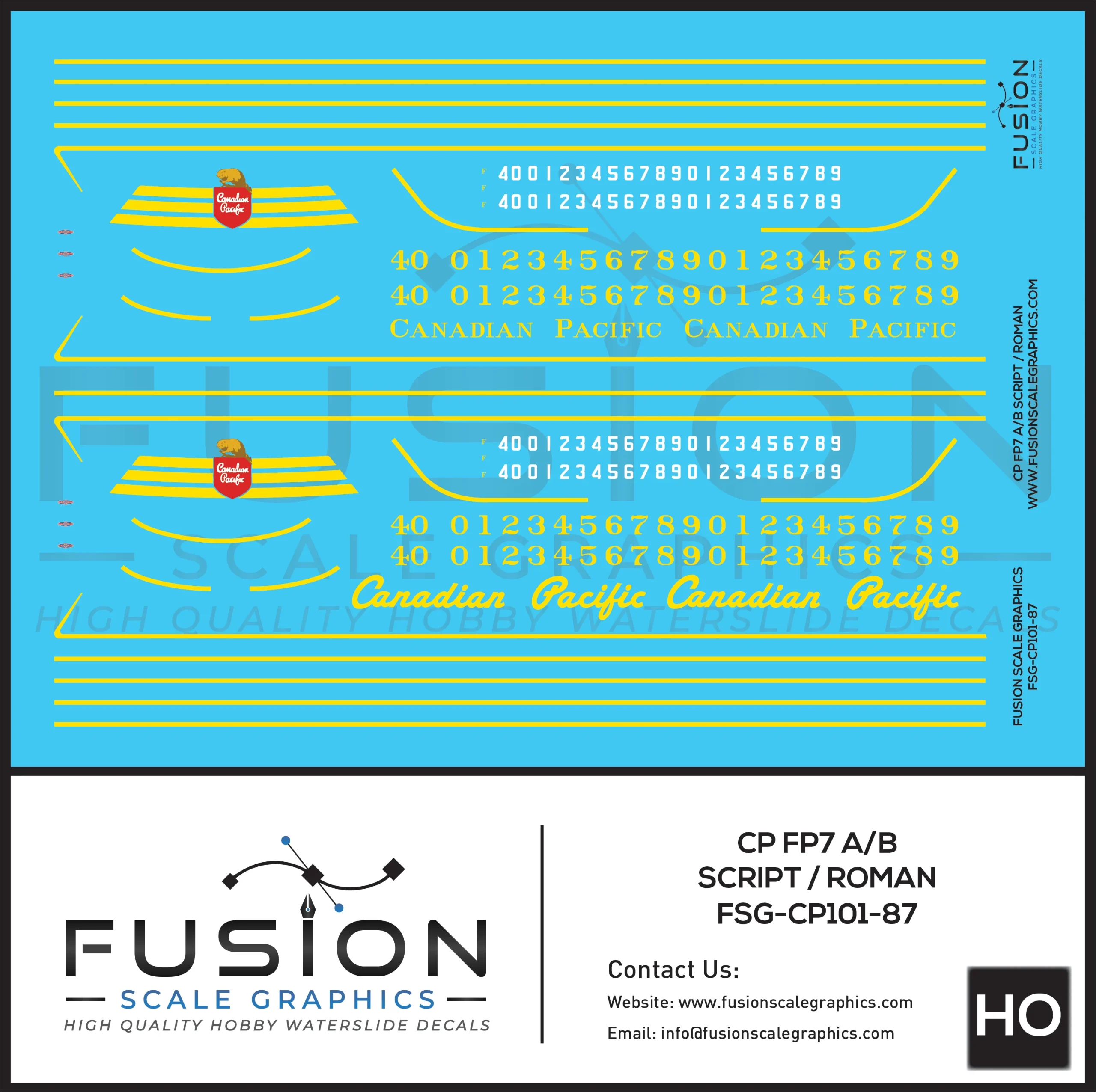 HO Scale Canadian Pacific EMD FP7 A/B Locomotives Decal Set - Fusion Scale Graphics
