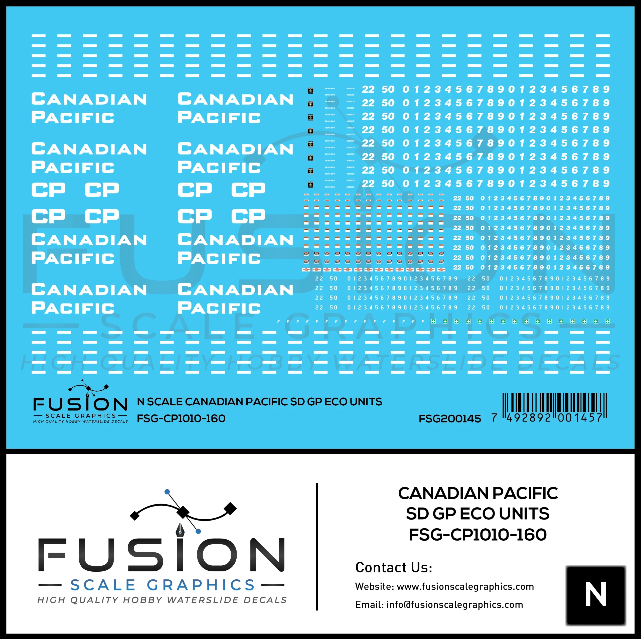 N Scale Canadian Pacific EMD SD GP ECO Rebuild Locomotive Decal Set - Fusion Scale Graphics