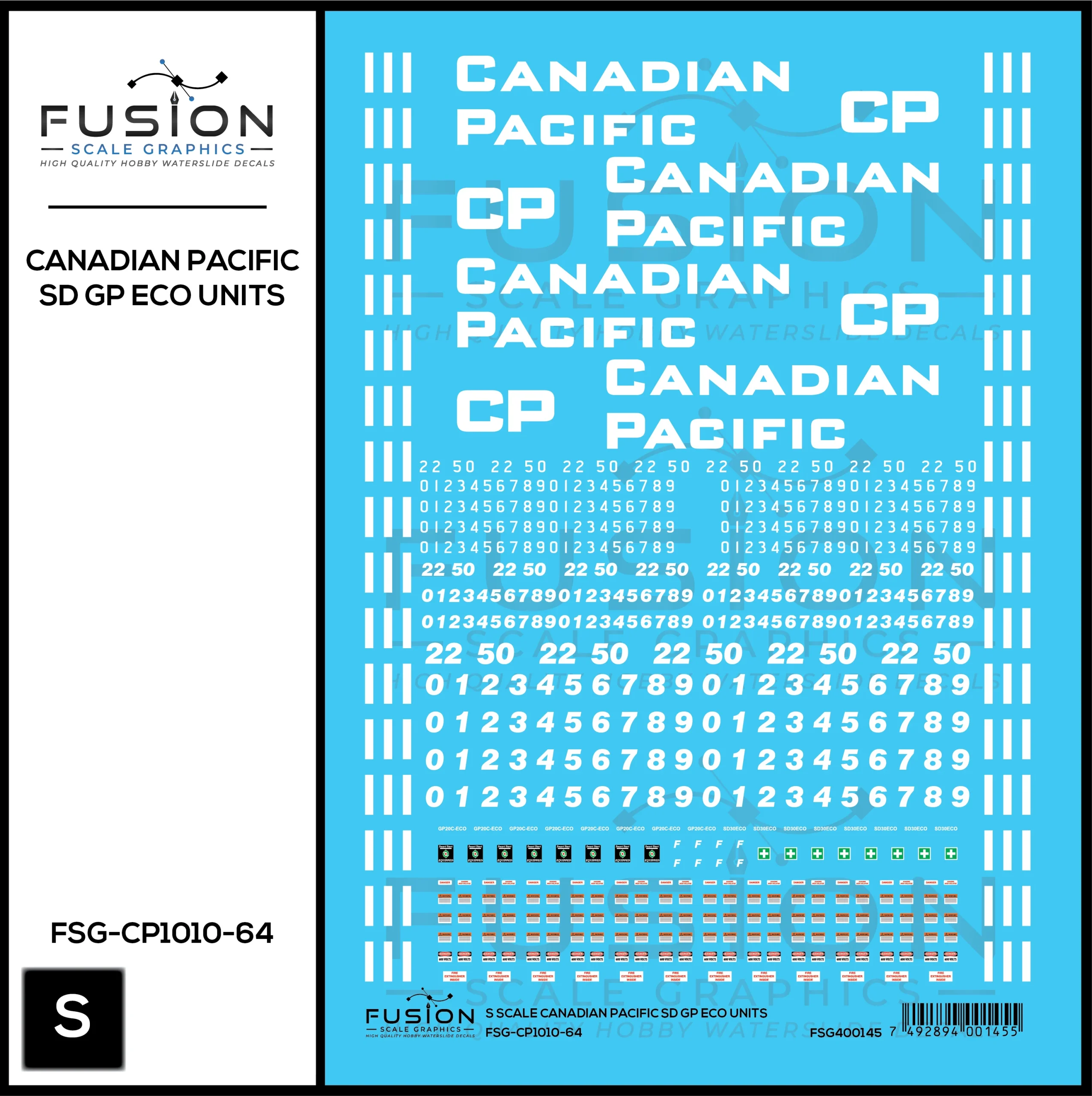 S Scale Canadian Pacific EMD SD GP ECO Rebuild Locomotive Decal Set - Fusion Scale Graphics