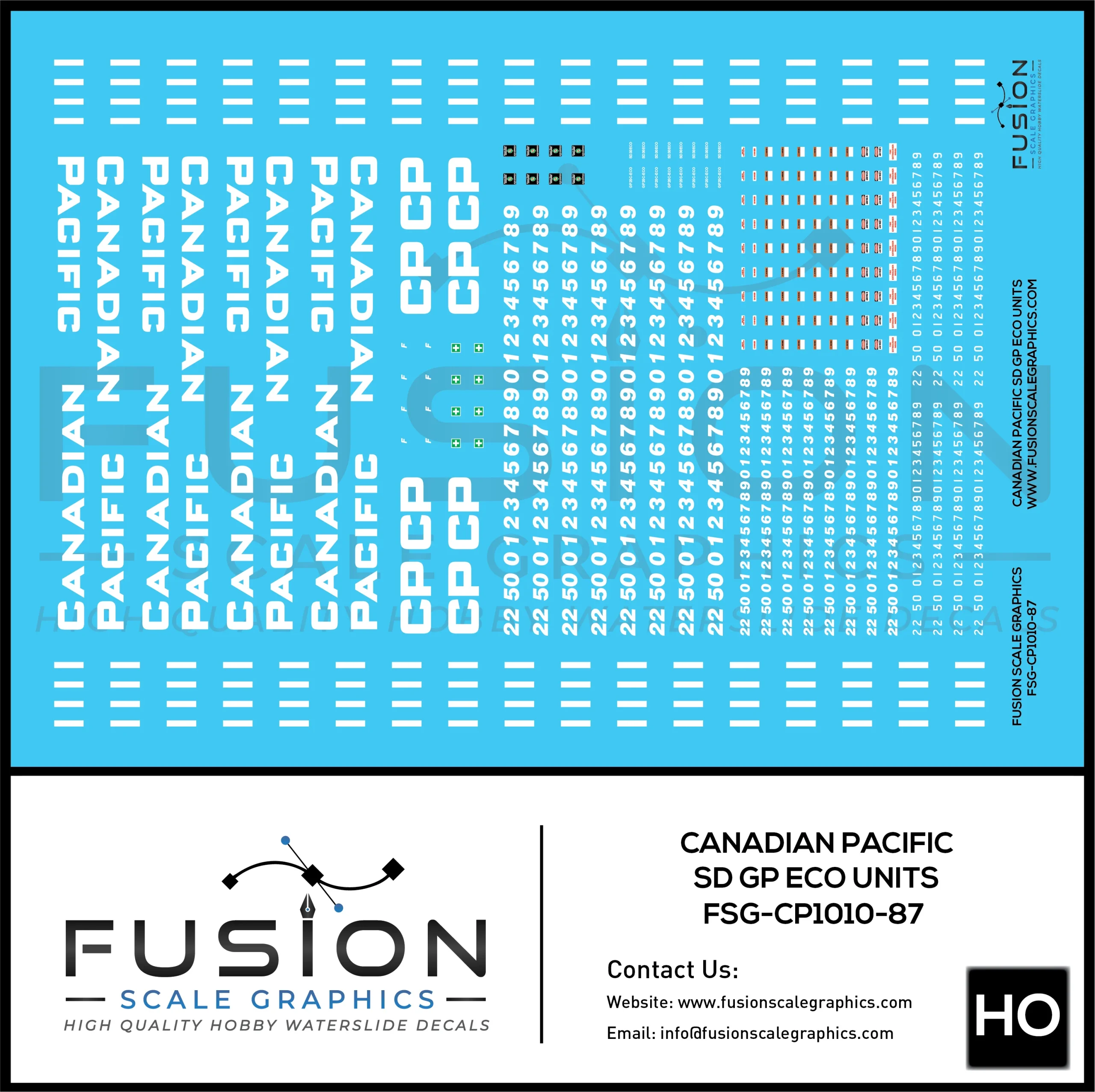 HO Scale Canadian Pacific EMD SD GP ECO Rebuild Locomotive Decal Set - Fusion Scale Graphics
