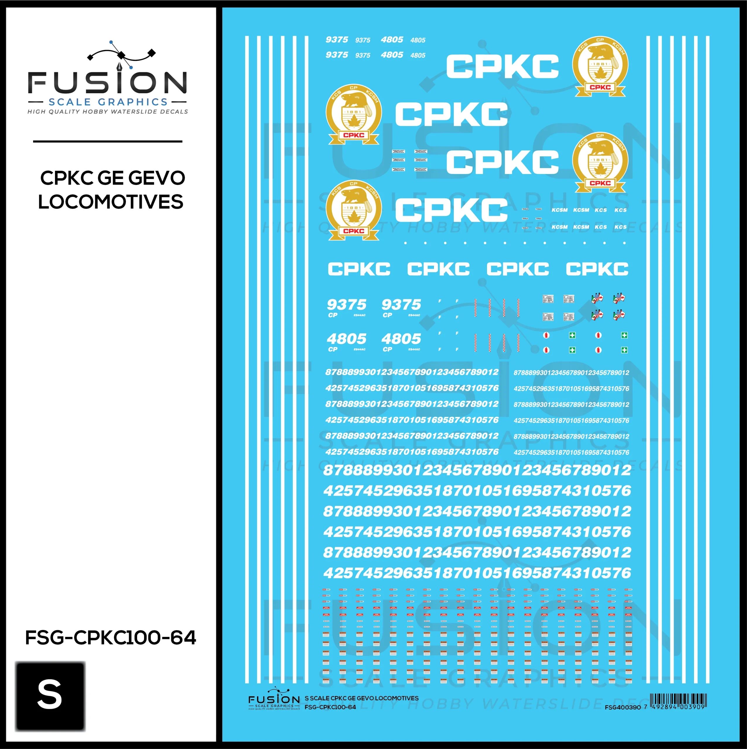 S Scale CPKC ES44AC Locomotives Decal Set - Fusion Scale Graphics