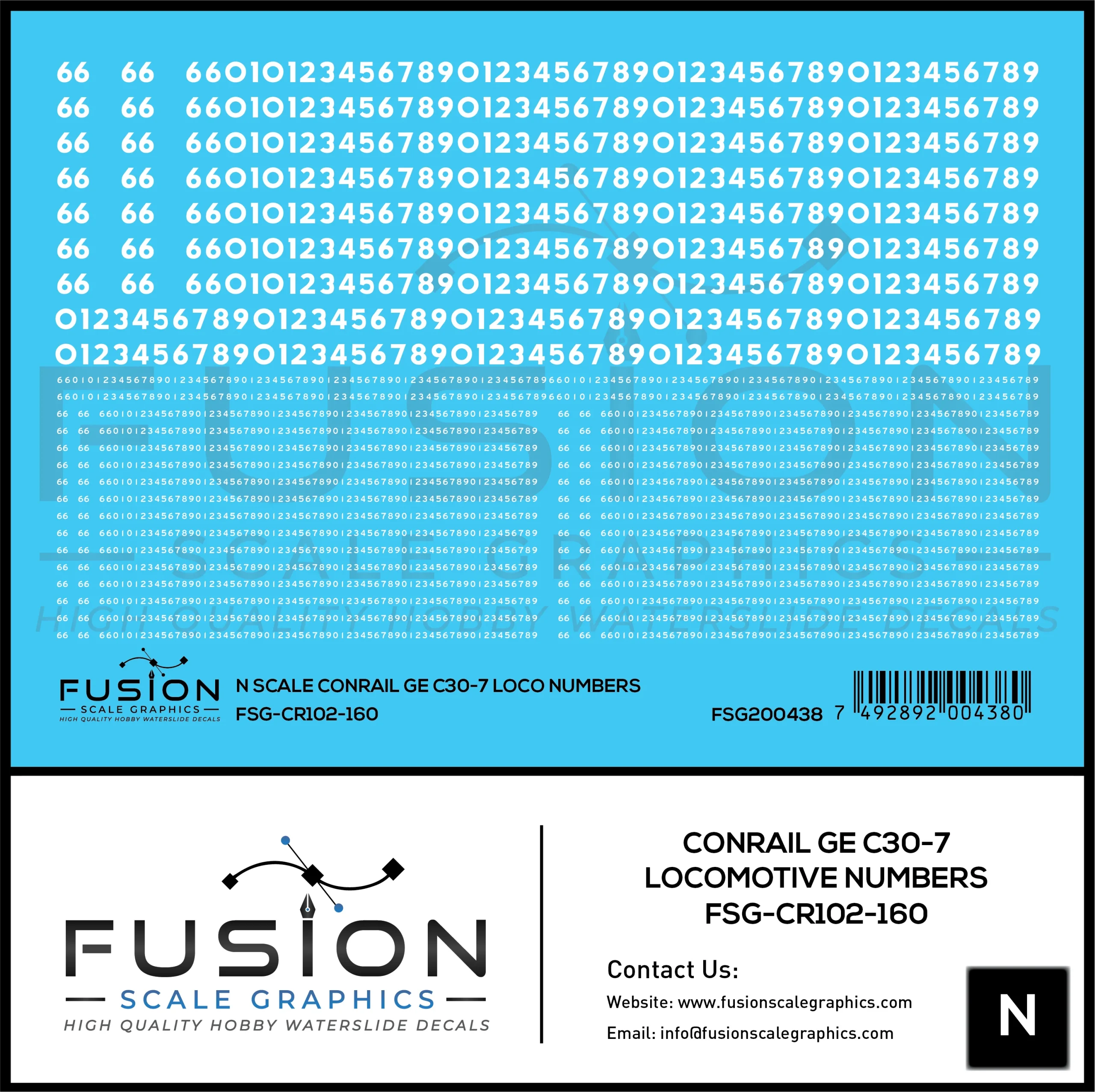 N Scale Conrail GE C30-7 Locomotive Renumber Decal Set
