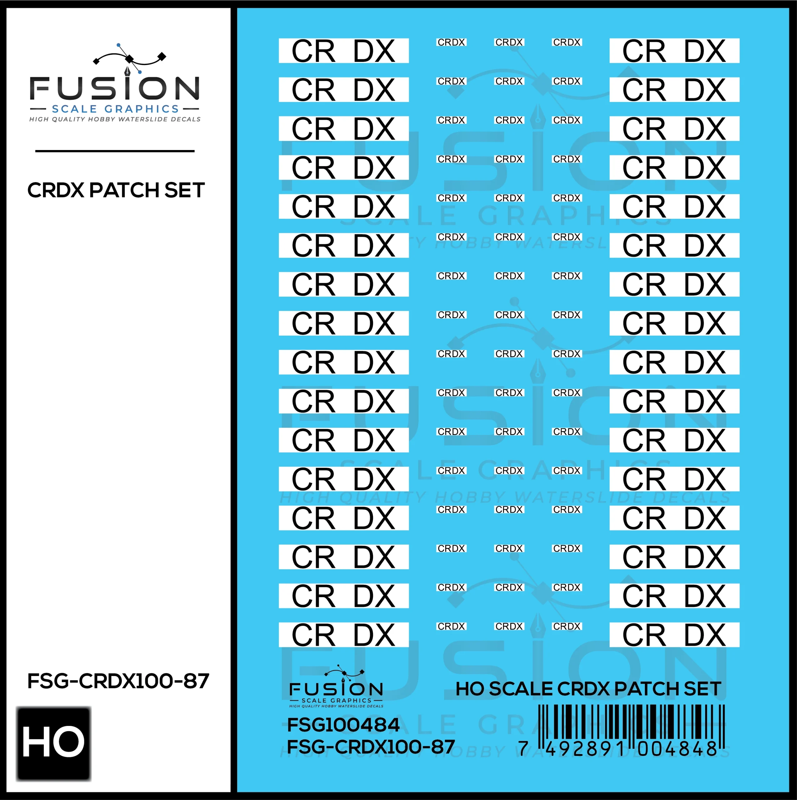 HO Scale CRDX Black W/ White Patch Freight Car Repatch Decal Set - Fusion Scale Graphics