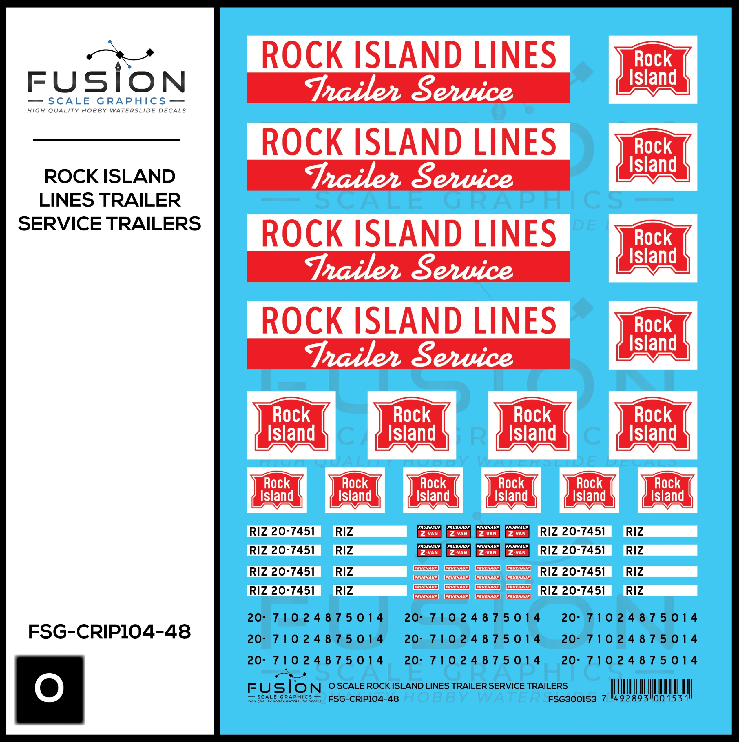 O Scale Rock Island Lines Trailer Service Decal Set - Fusion Scale Graphics