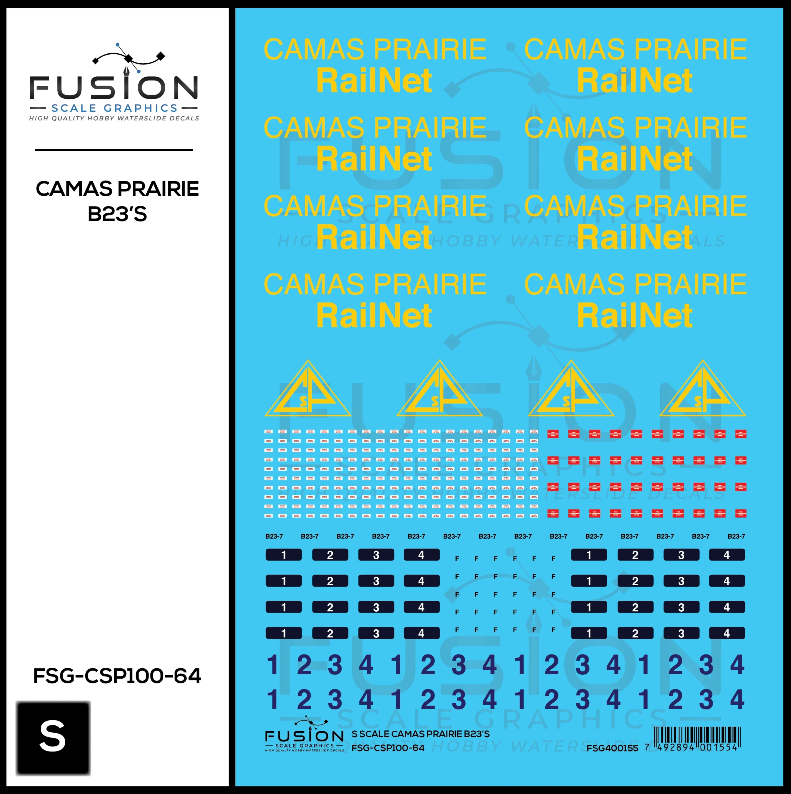S Scale Camas Prairie RailNet GE B23-7 Locomotives Decal Set