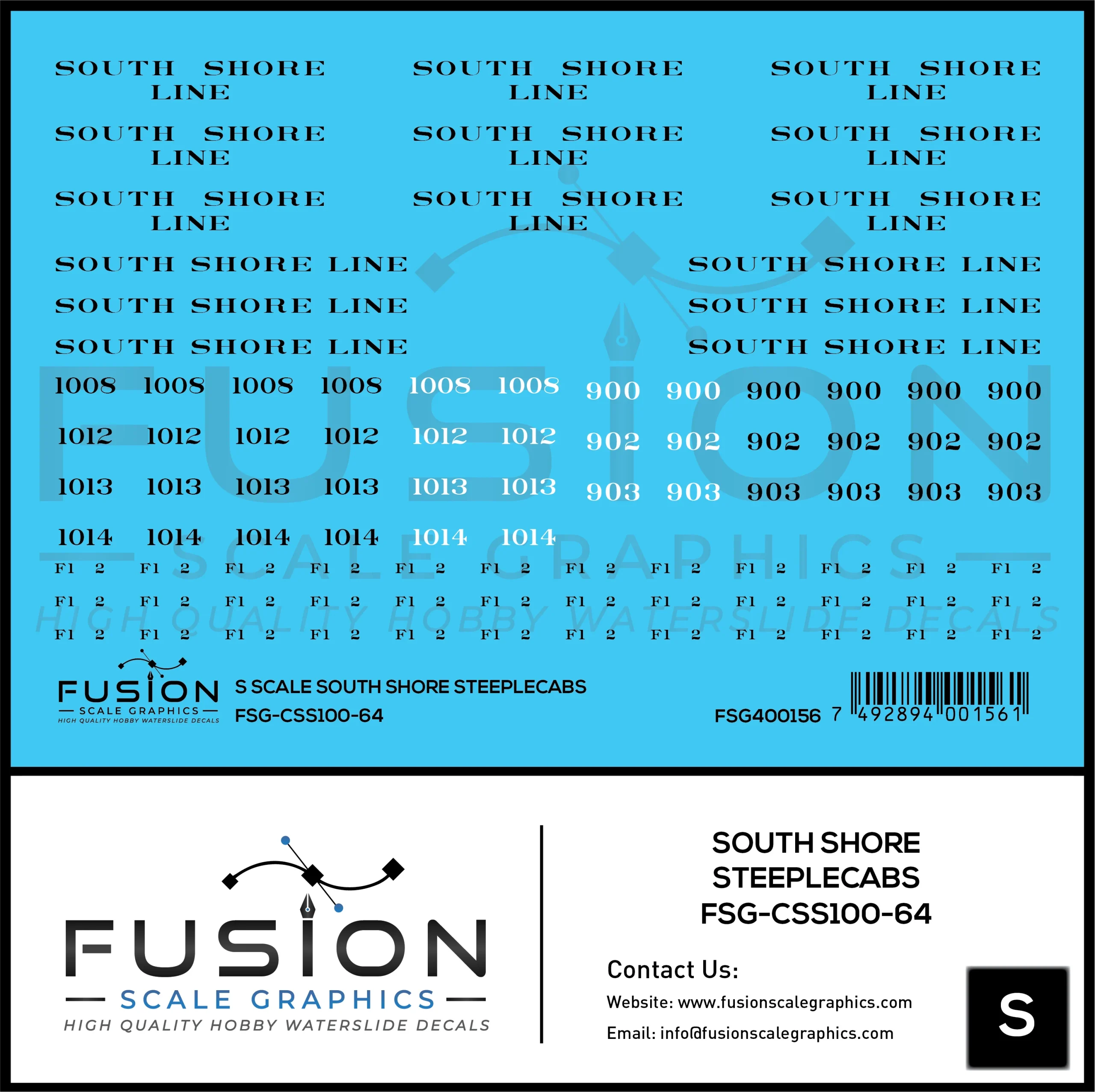 S Scale South Shore Line Steeplecab Locomotives Decal Set - Fusion Scale Graphics