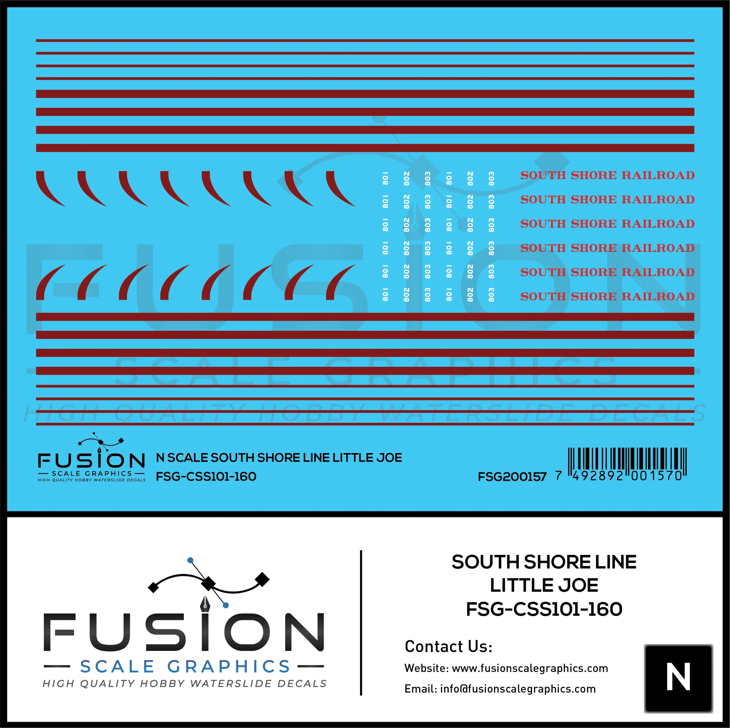 N Scale South Shore Line Little Joe Locomotives Decal Set - Fusion Scale Graphics