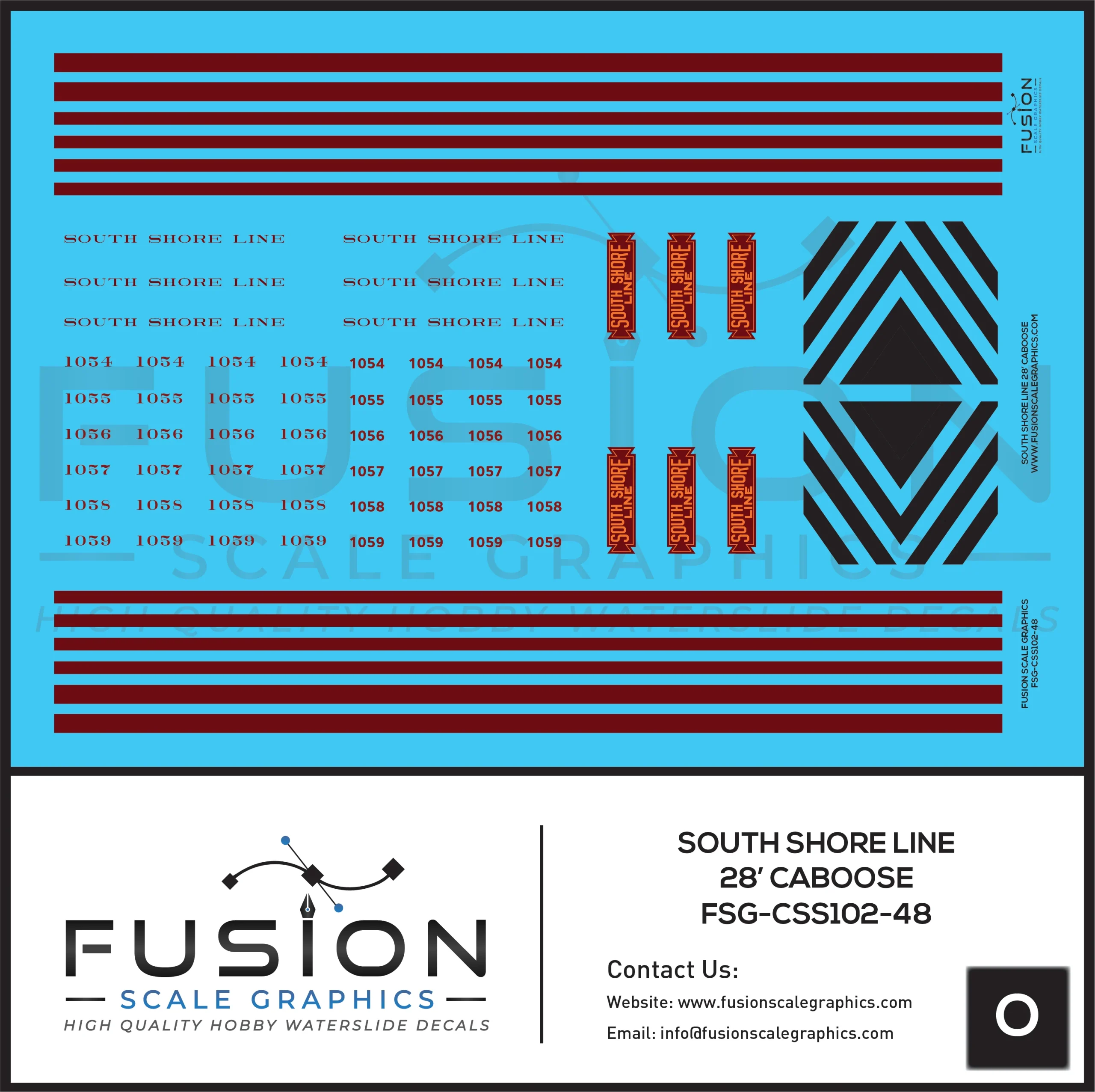 O Scale South Shore Line Caboose Decal Set - Fusion Scale Graphics