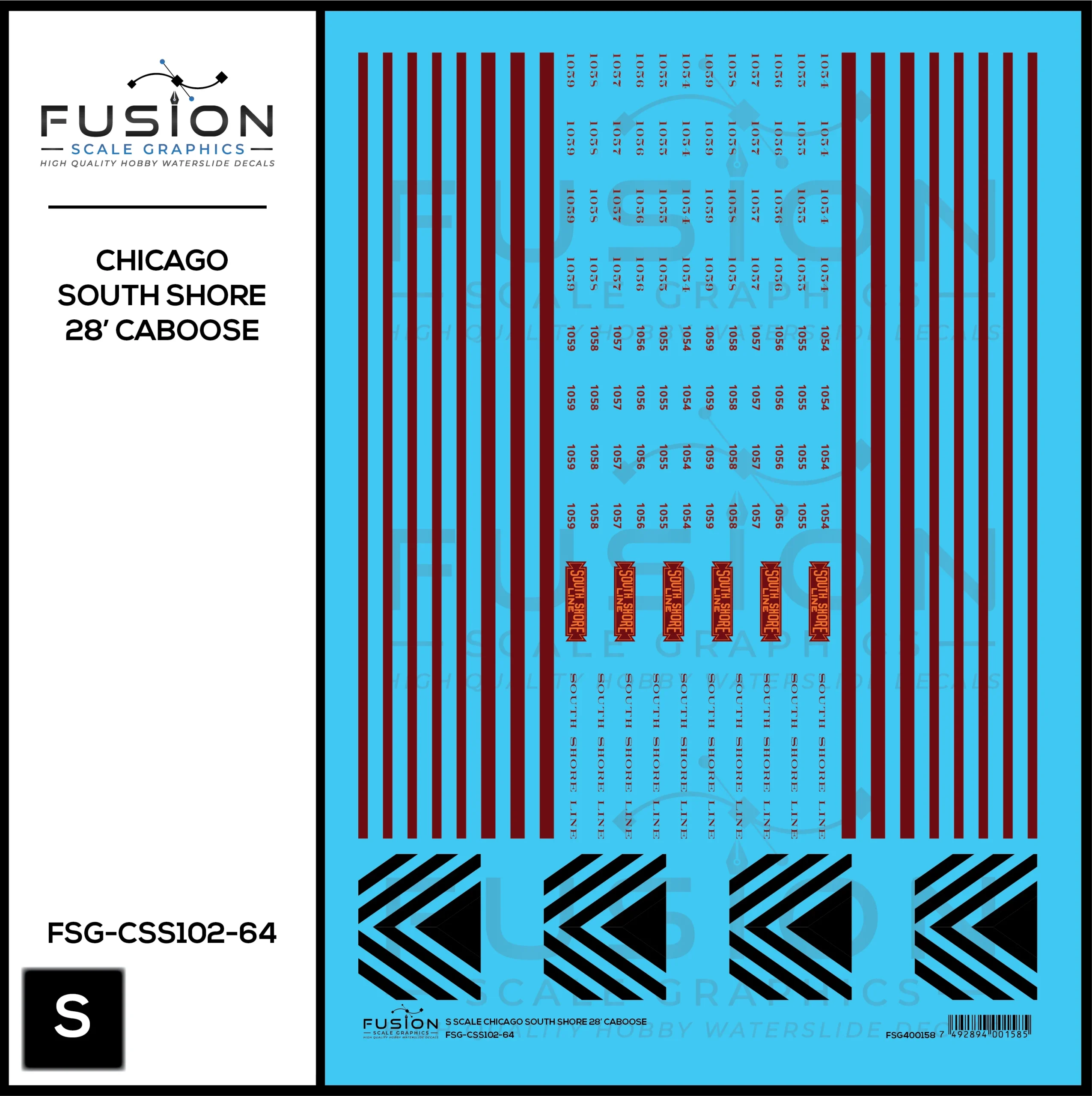 S Scale South Shore Line Caboose Decal Set - Fusion Scale Graphics