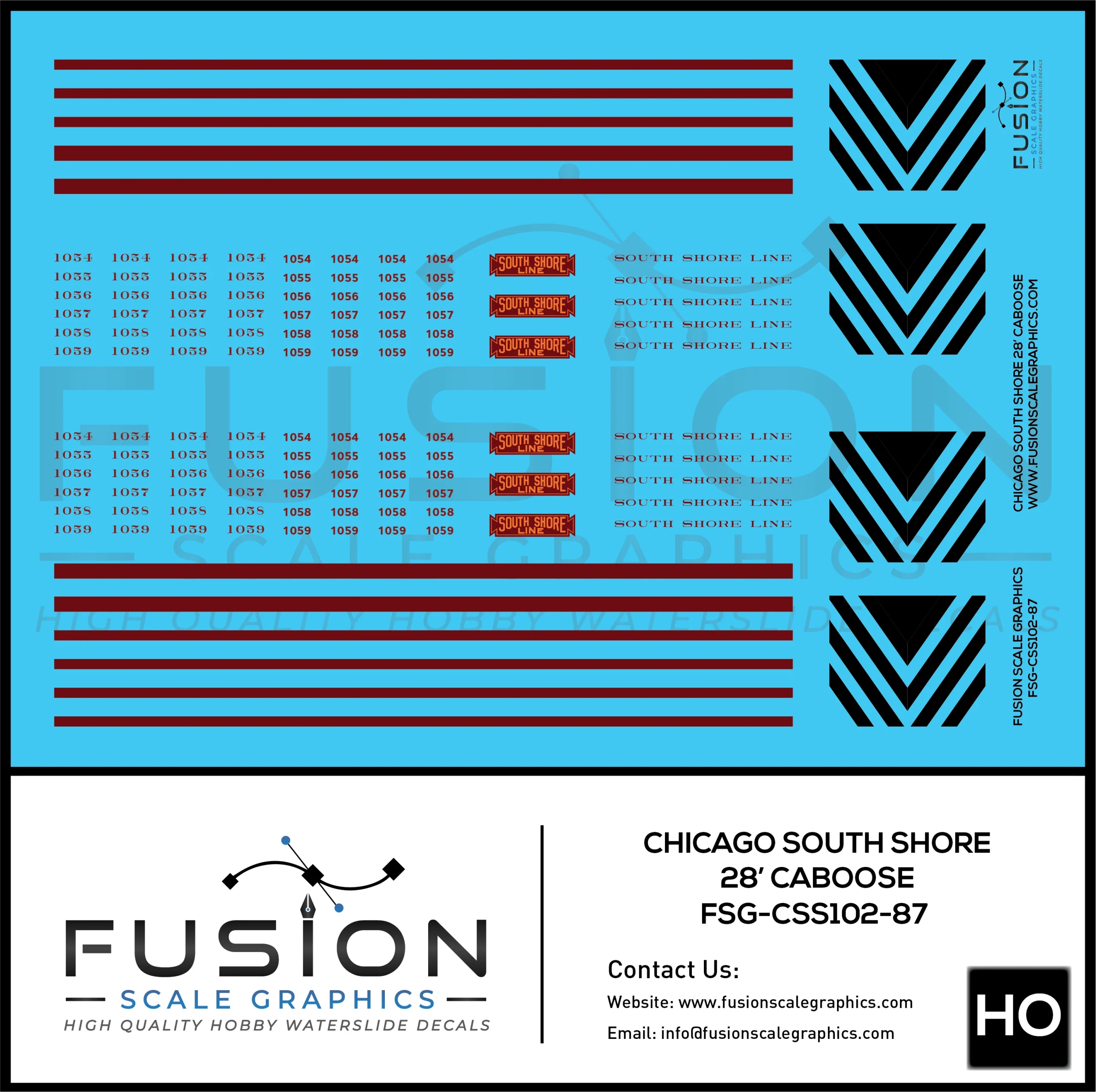 HO Scale South Shore Line Caboose Decal Set - Fusion Scale Graphics