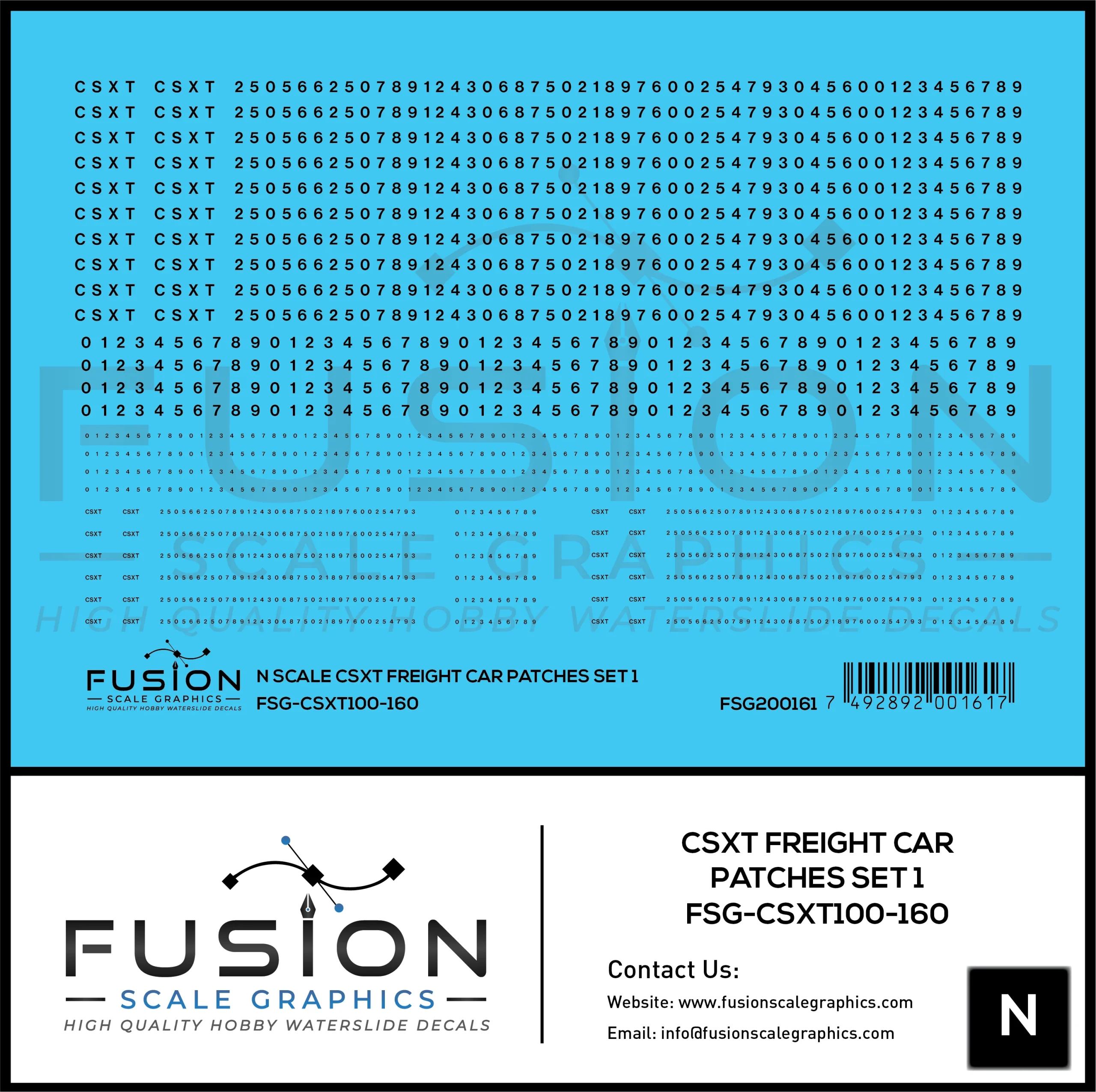 N Scale CSXT Freight Car Patches Set 1 Decal Set - Fusion Scale Graphics