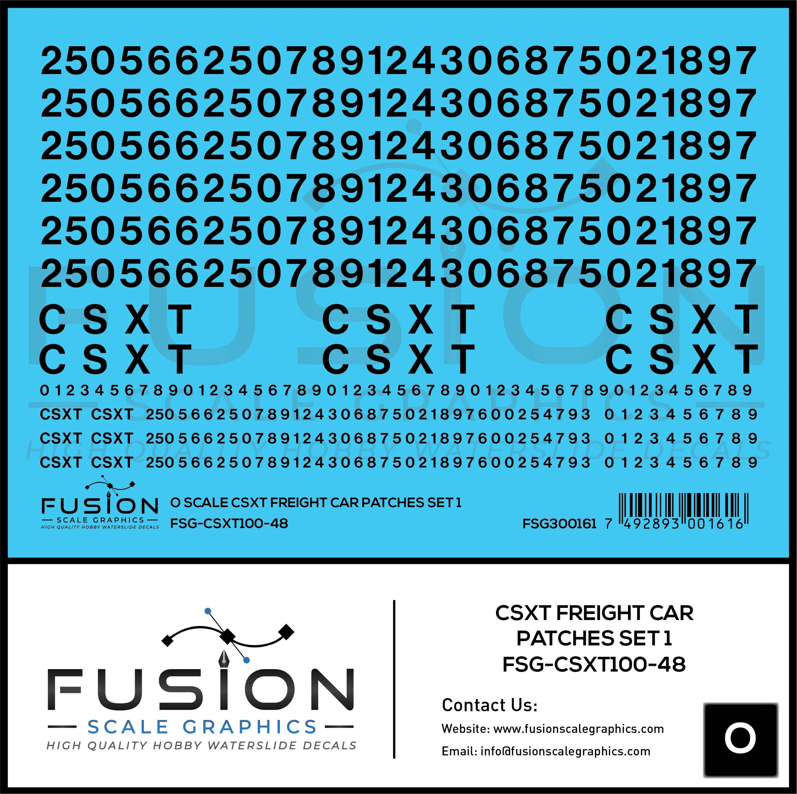O Scale CSX Freight Car Patches Decal Set 1 - Fusion Scale Graphics