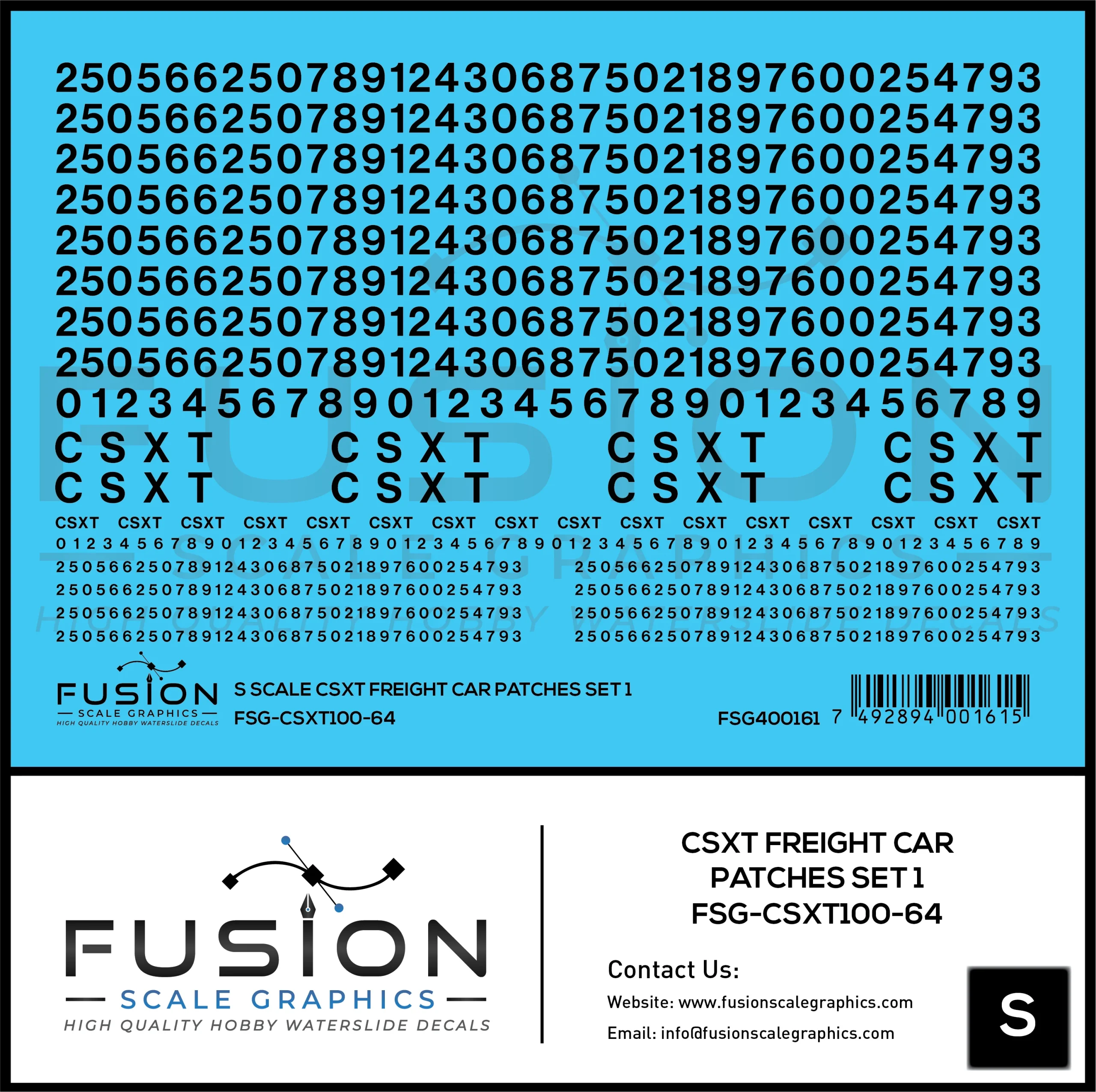S Scale CSX Freight Car Patches Decal Set 1 - Fusion Scale Graphics