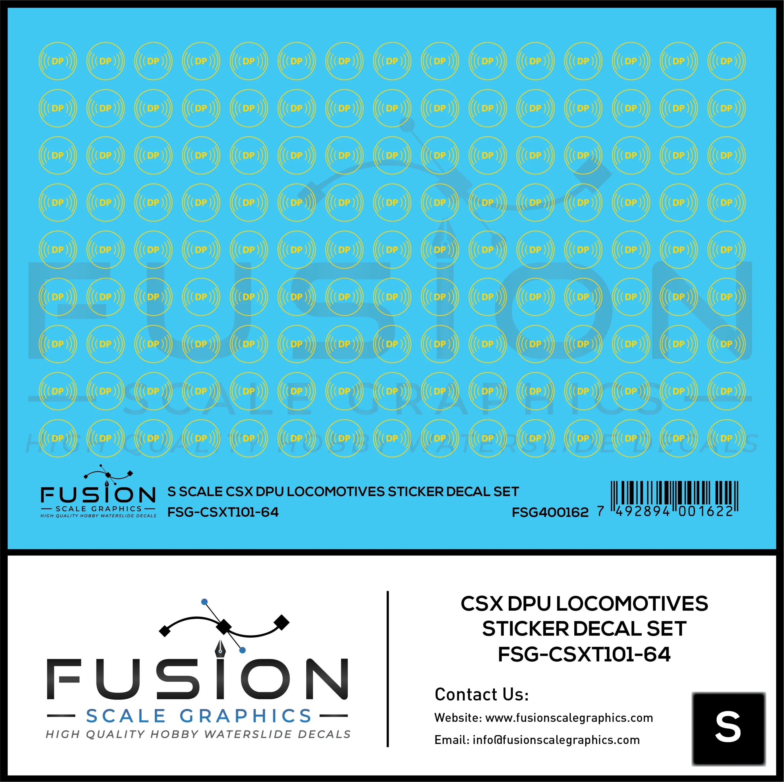 S Scale CSX Distributed Power DP Logos Decal Set - Fusion Scale Graphics