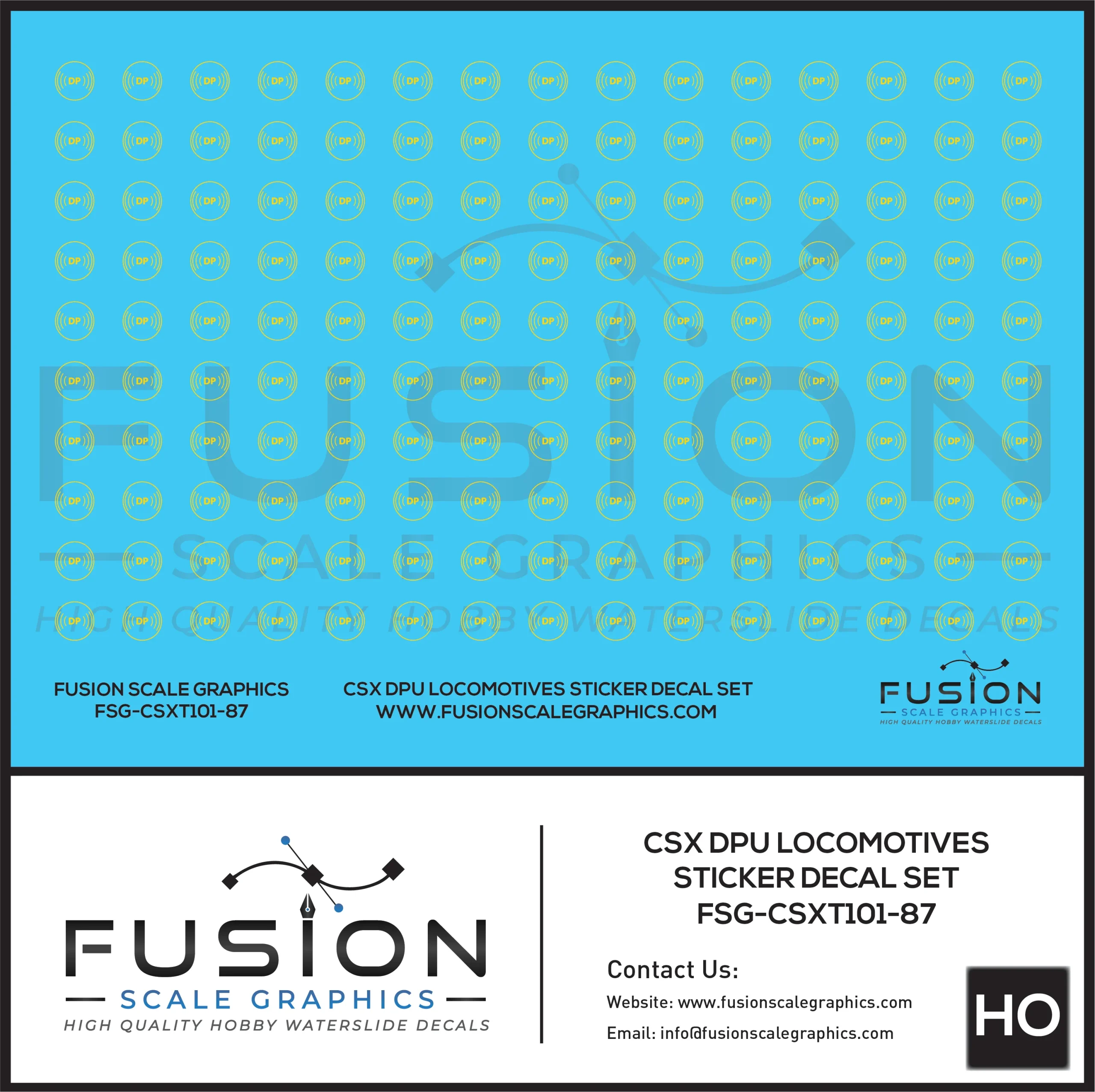 HO Scale CSX Distributed Power DP Logos Decal Set - Fusion Scale Graphics
