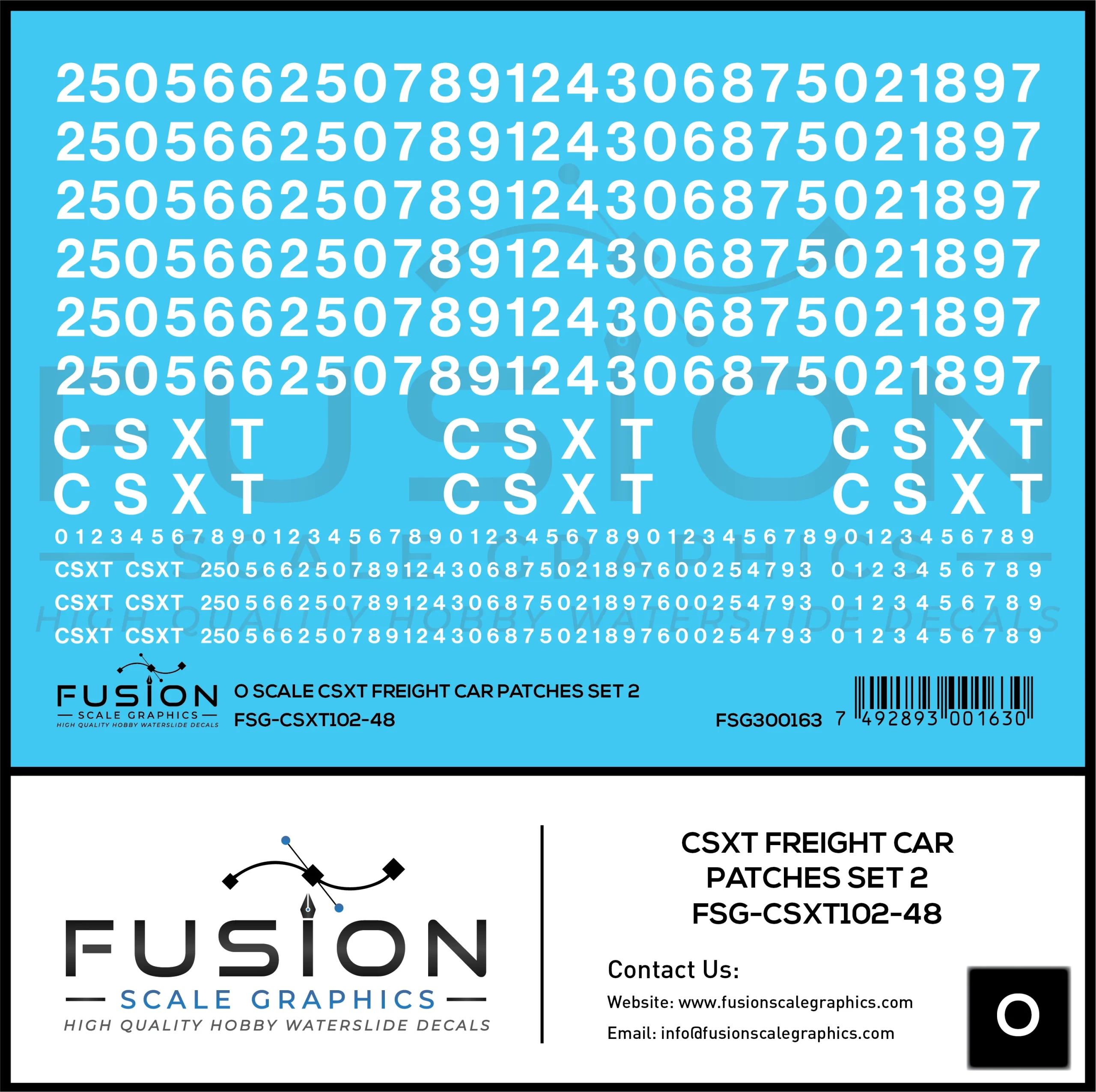 O Scale CSXT Freight Car Patches Set 2 White - Fusion Scale Graphics