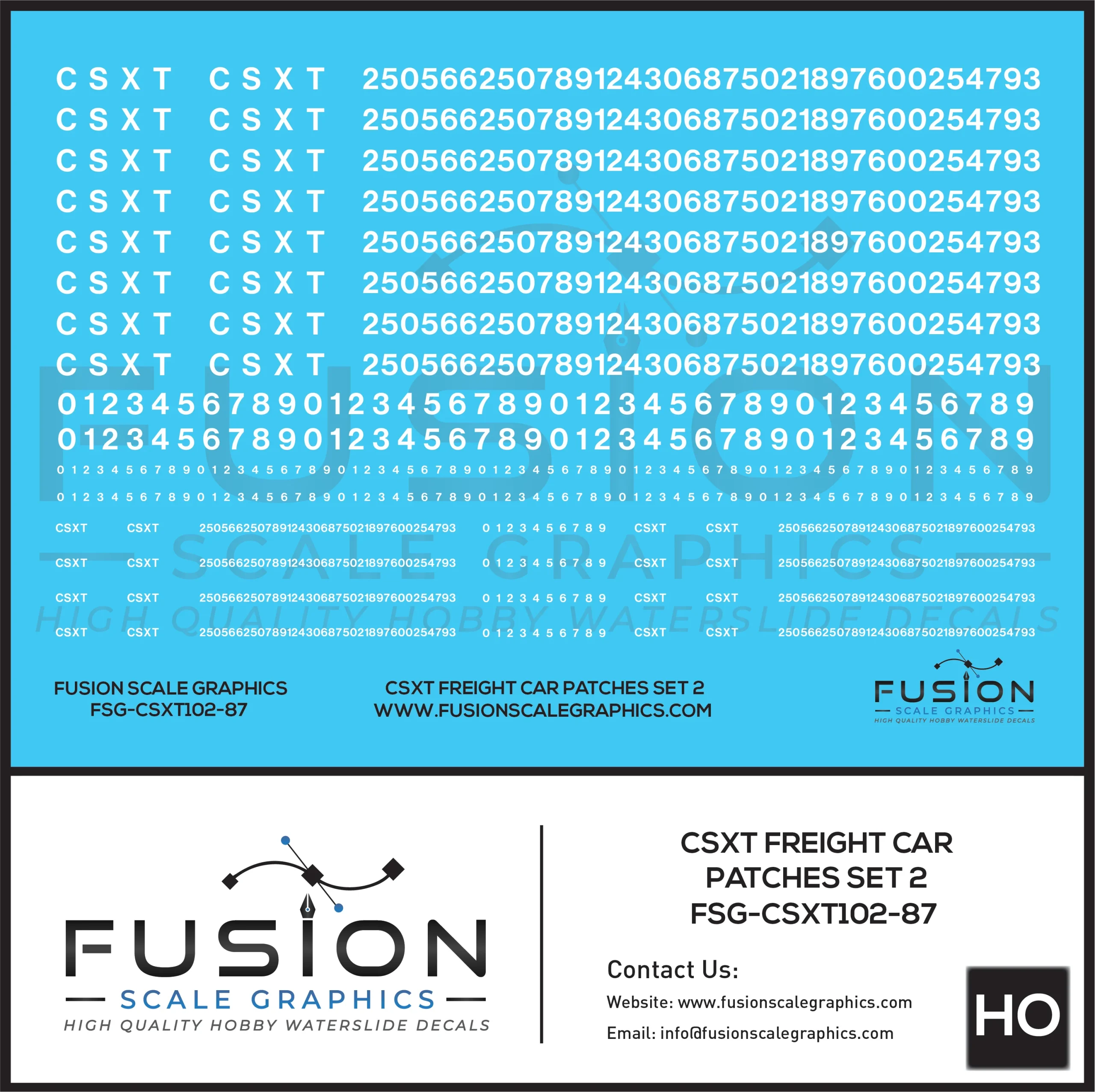 HO Scale CSX CSXT Freight Car Patches Set 2 White - Fusion Scale Graphics
