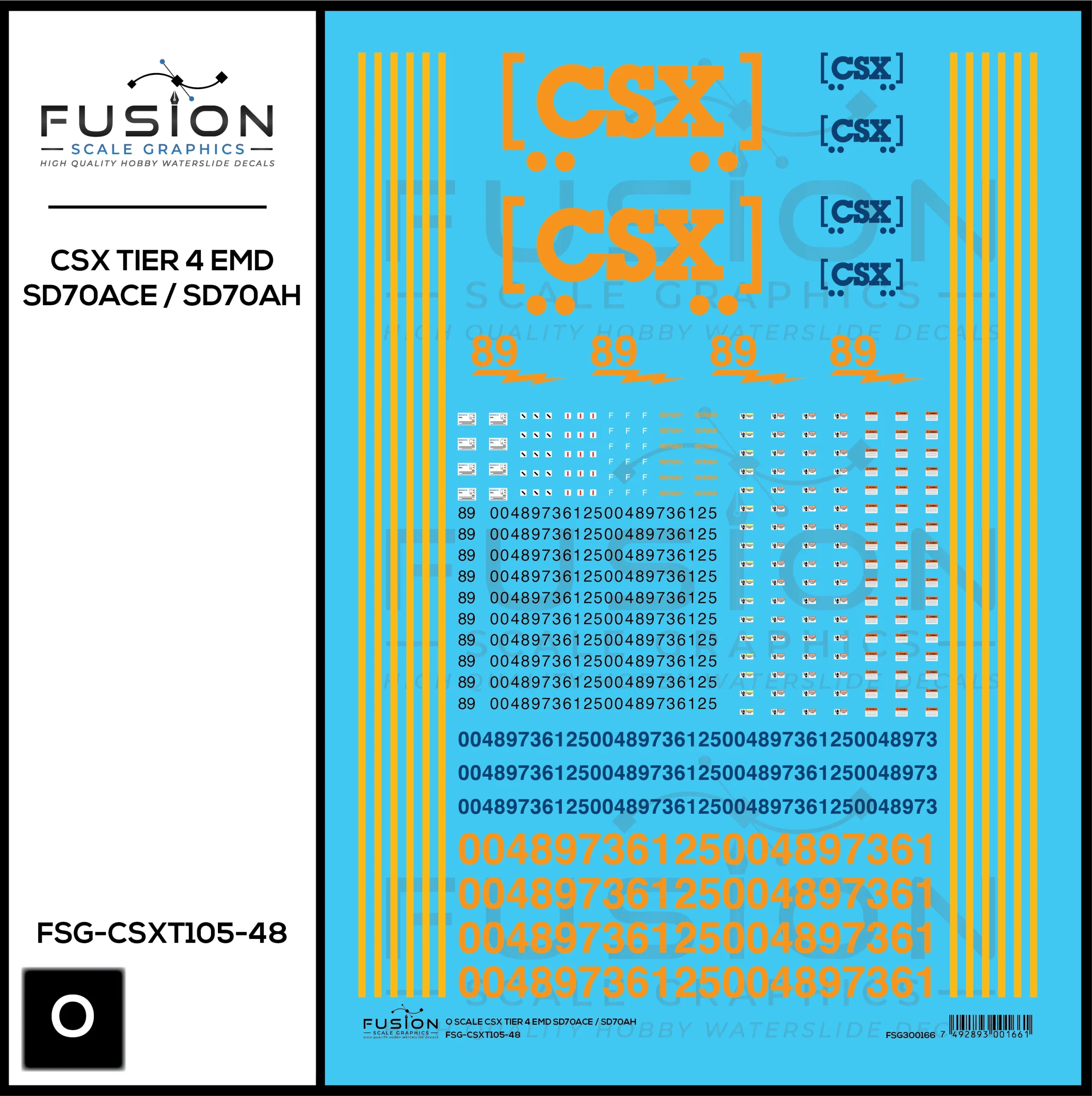 O Scale CSX EMD T4 SD70ACE SD70AH Locomotive Decal Set - Fusion Scale Graphics
