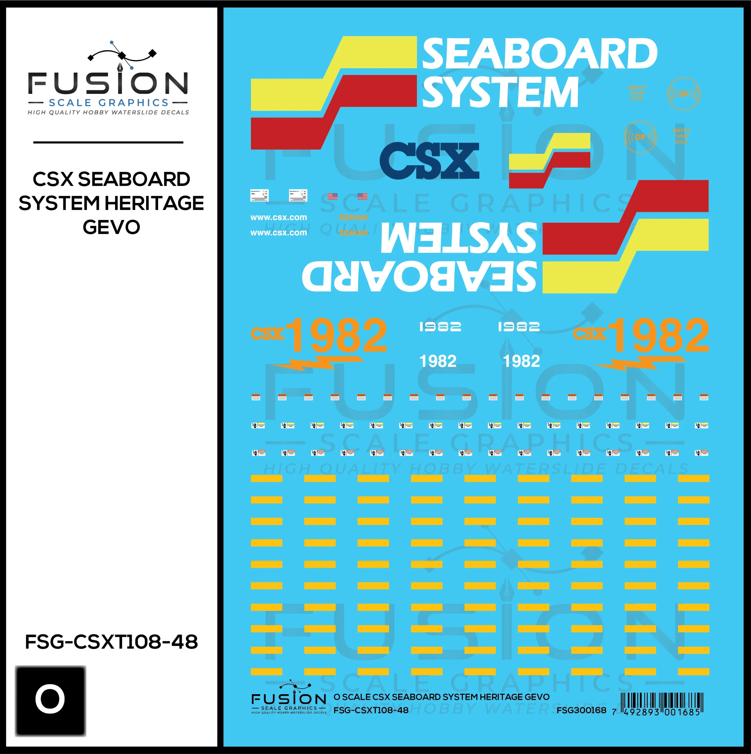 O Scale CSX Seaboard System Heritage GEVO Locomotive Decal Set - Fusion Scale Graphics