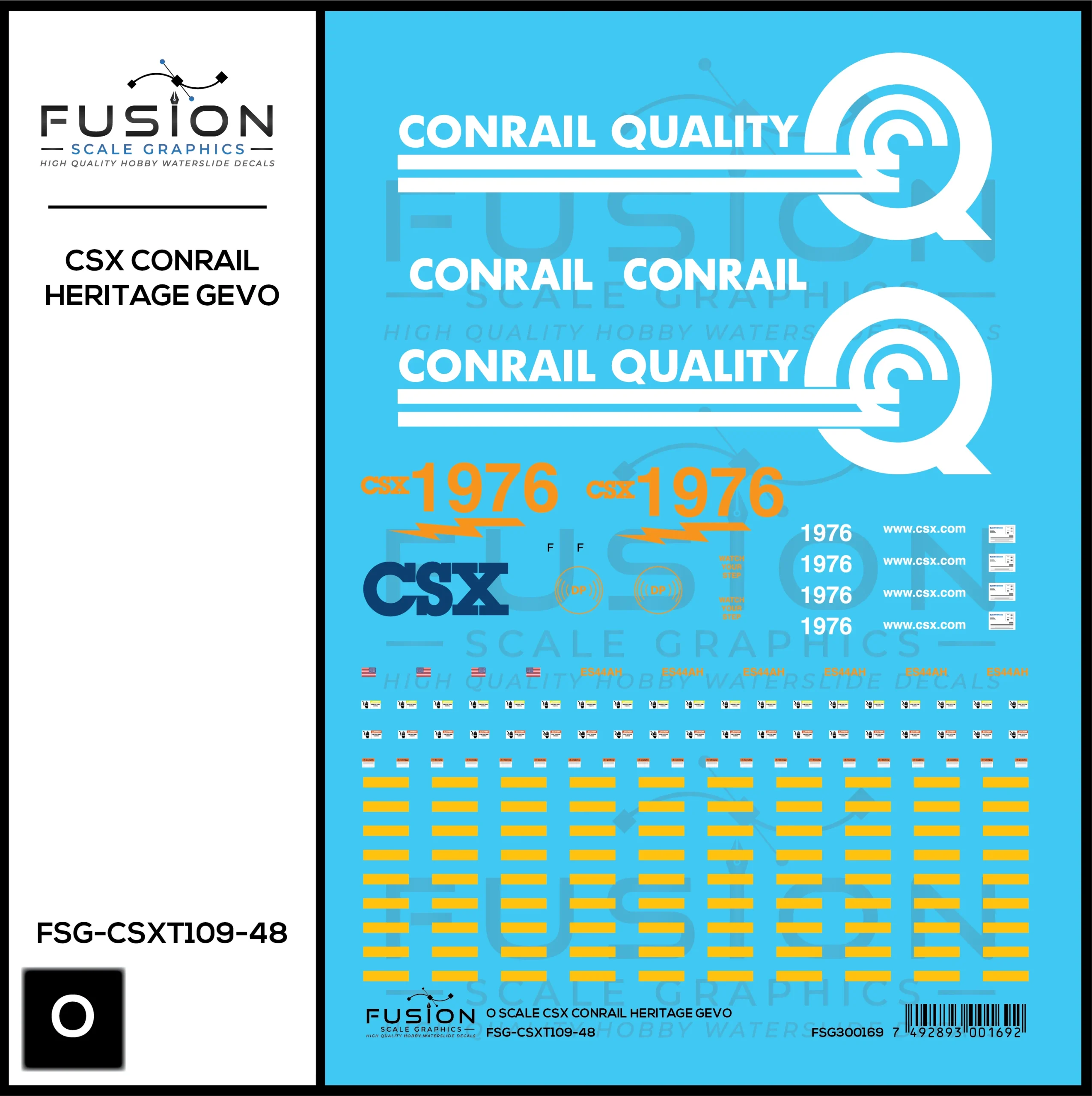 O Scale CSXT Conrail Heritage GEVO Locomotive Decal Set - Fusion Scale Graphics