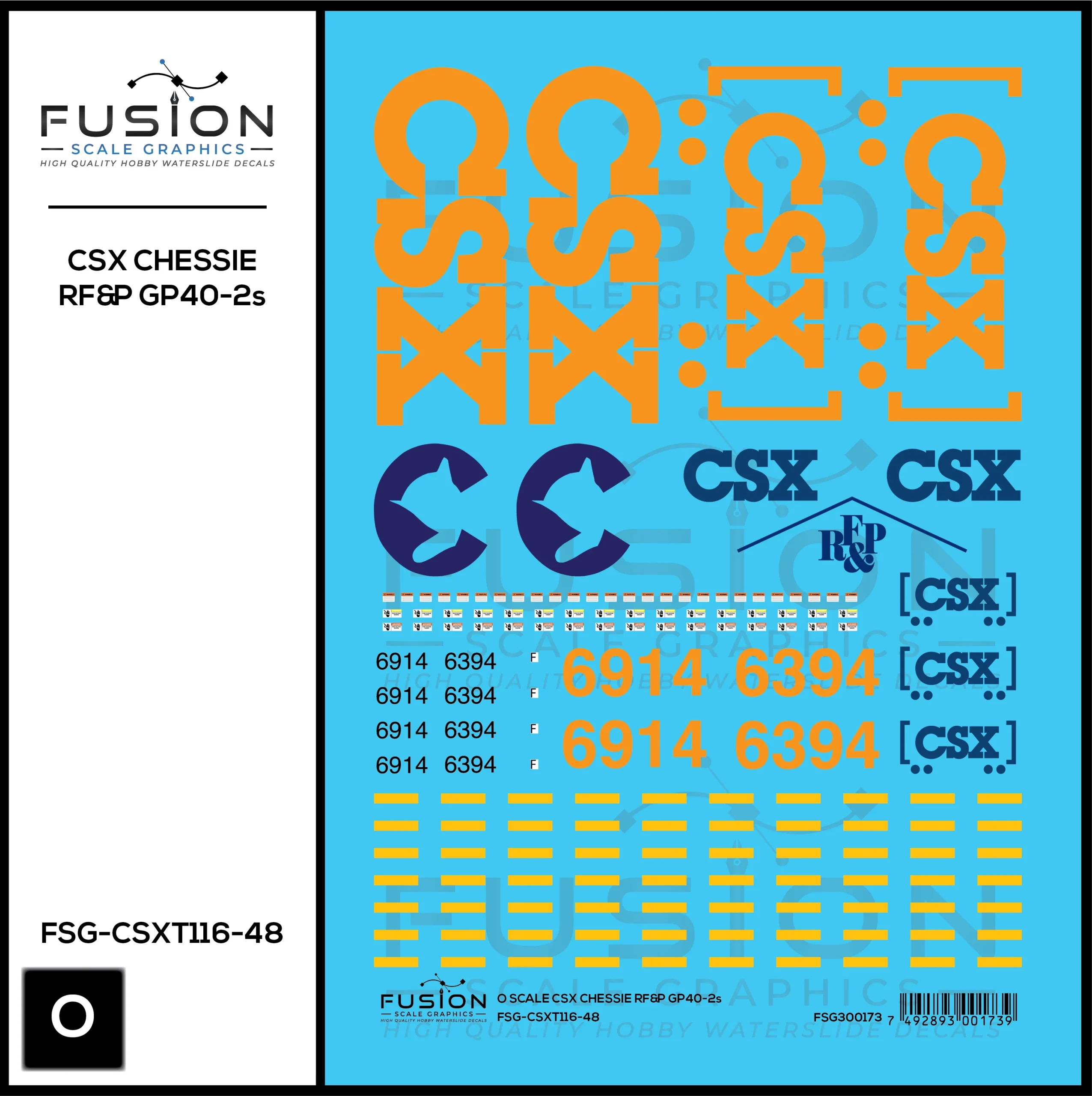 O Scale CSX Chessie and RF&P GP40-2 "Heritage" Locomotives Decal Set