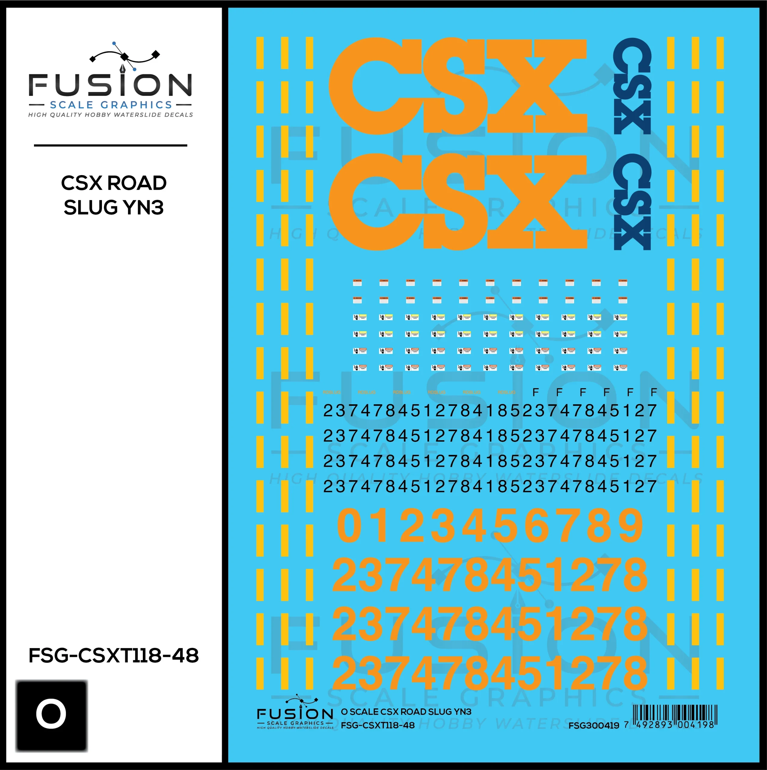 O Scale CSX Road Slug YN3 Decal Set - Fusion Scale Graphics