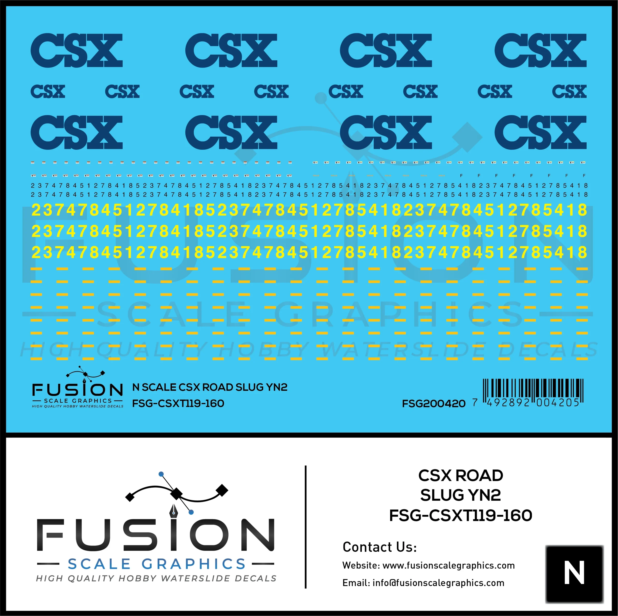 N Scale CSX Road Slug YN2 Decal Set - Fusion Scale Graphics